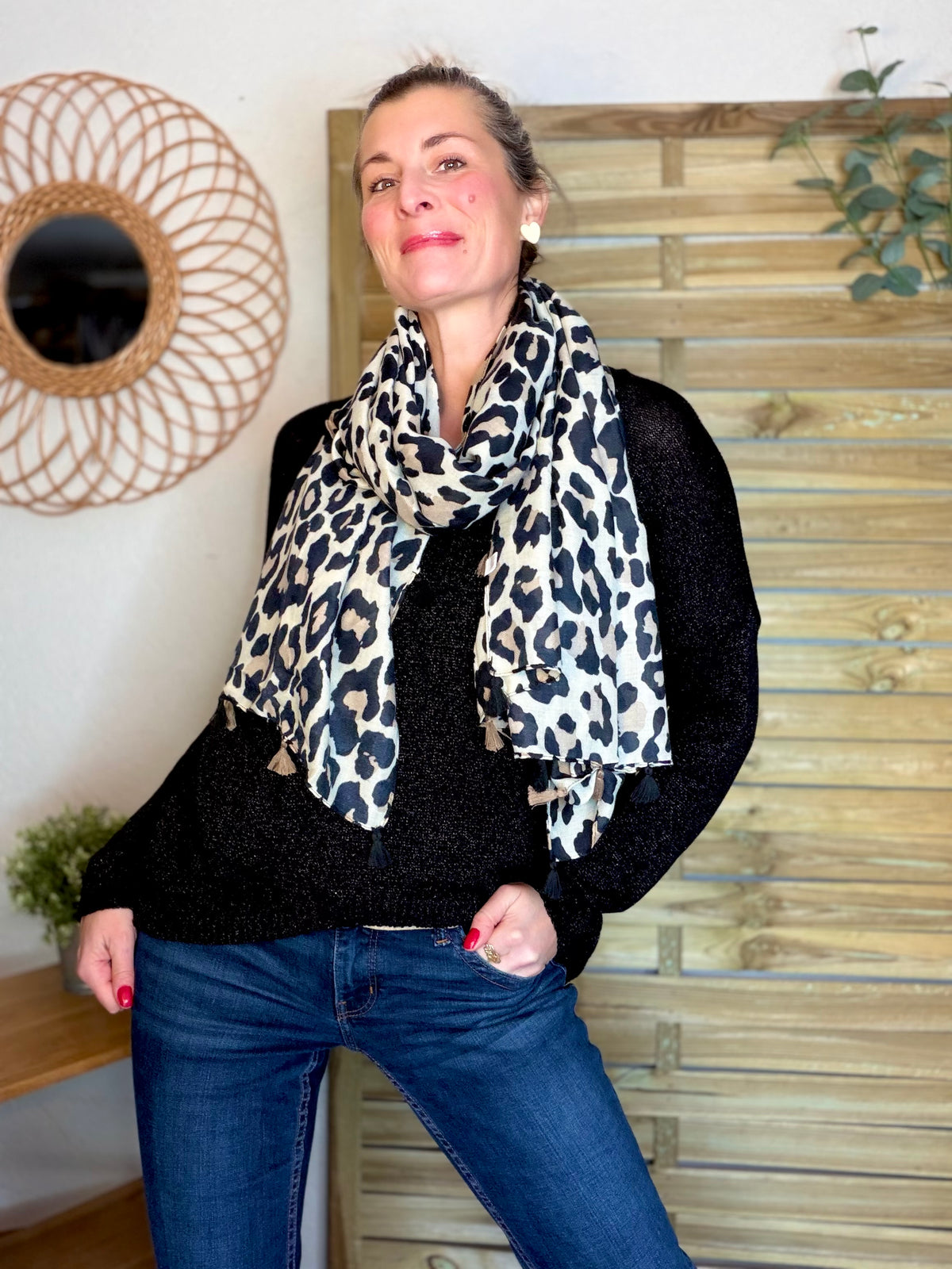 Foulards Léo CLEM - Beige / noir 🐆