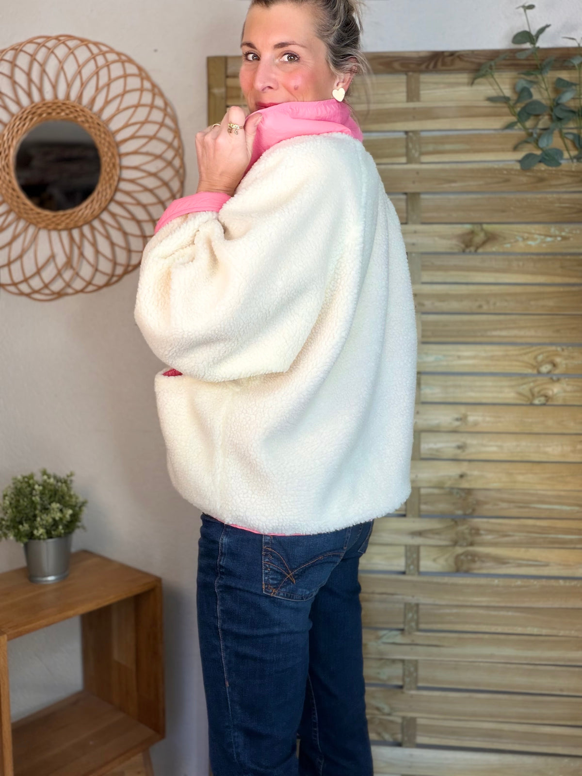 Veste matelassée réversible Sherpa AMÉLIE Rose - FIN DE SÉRIE