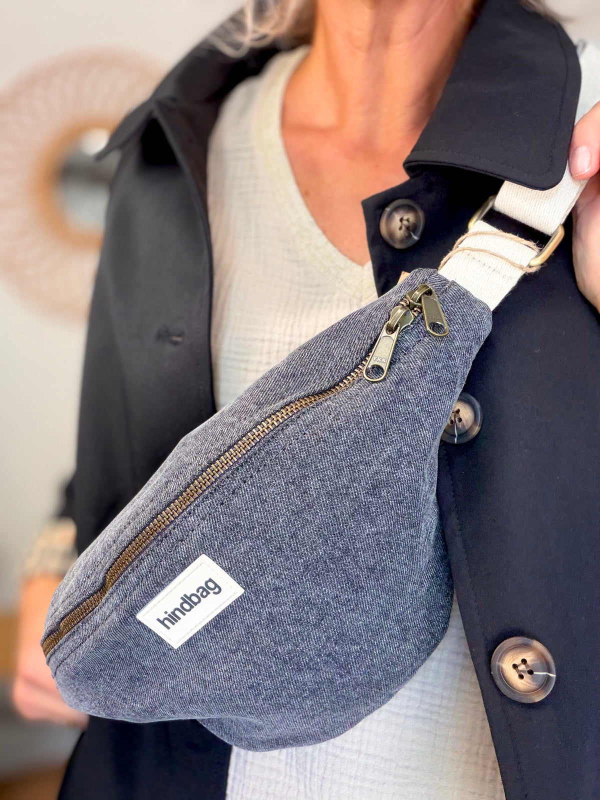 HINDBAG OLIVIA - Sac banane Denim gris foncé