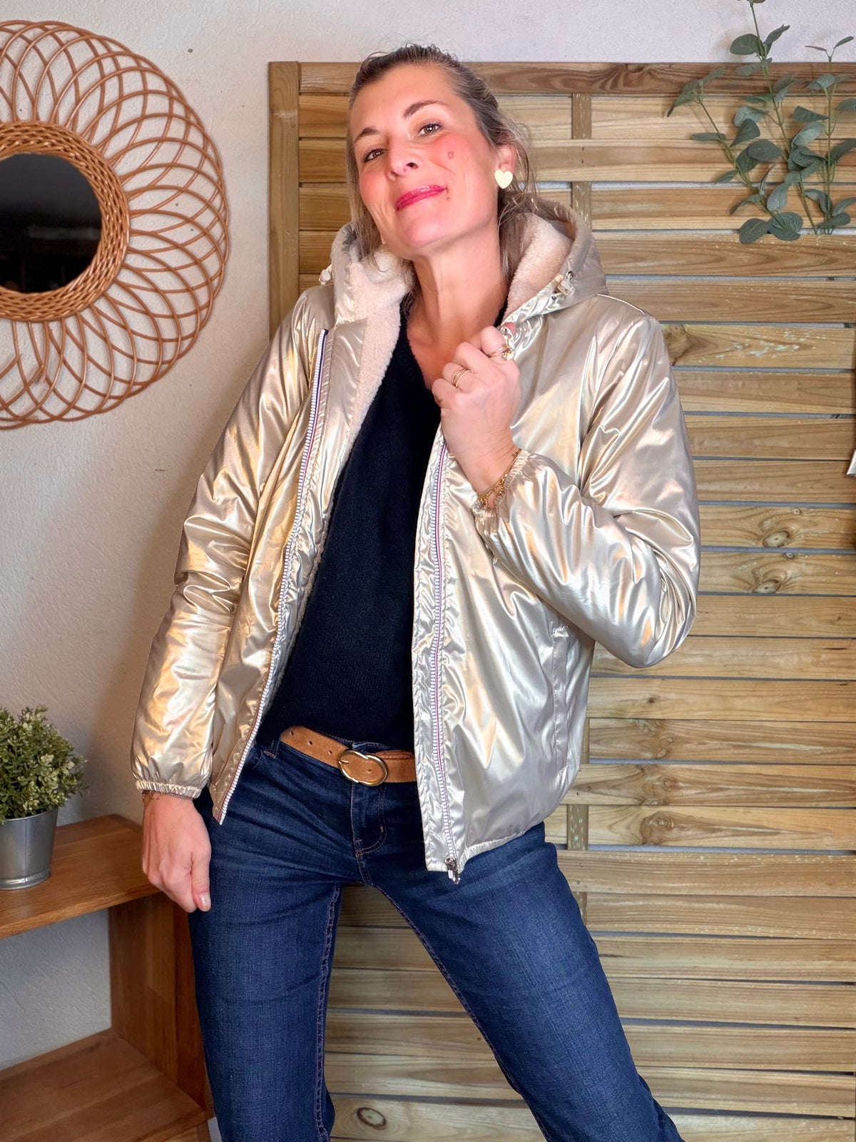 LAURA JO - Parka Imperméable LOUISE COURT sherpa - Doré