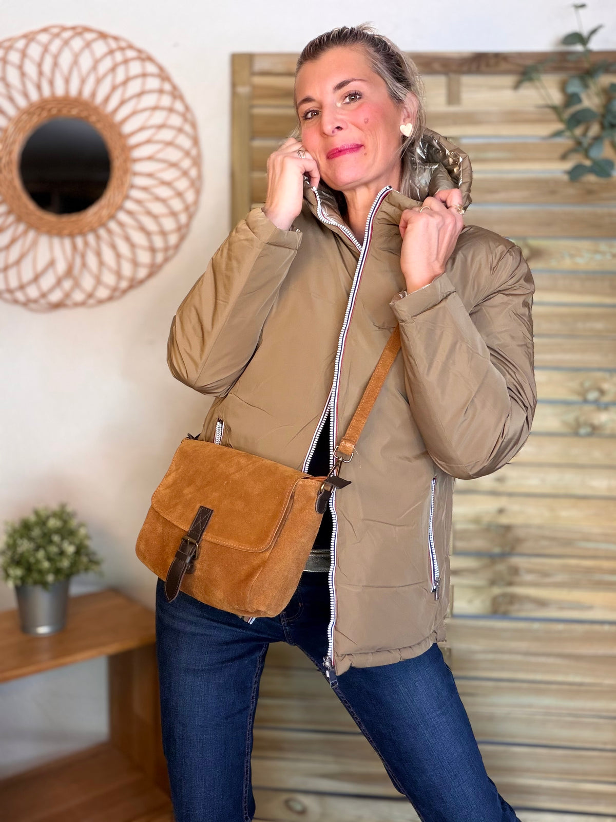 Doudoune imperméable réversible longue ANGÈLE COURT - Camel - MELYA MELODY