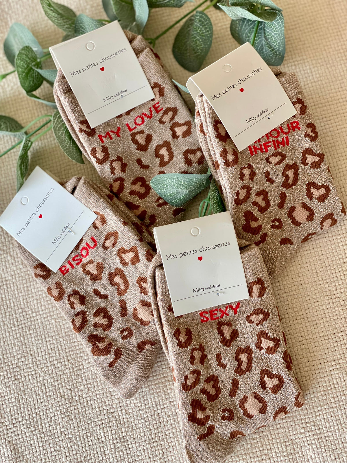 Chaussettes ZORA - Léo taupe 🐆 FIN DE SÉRIE
