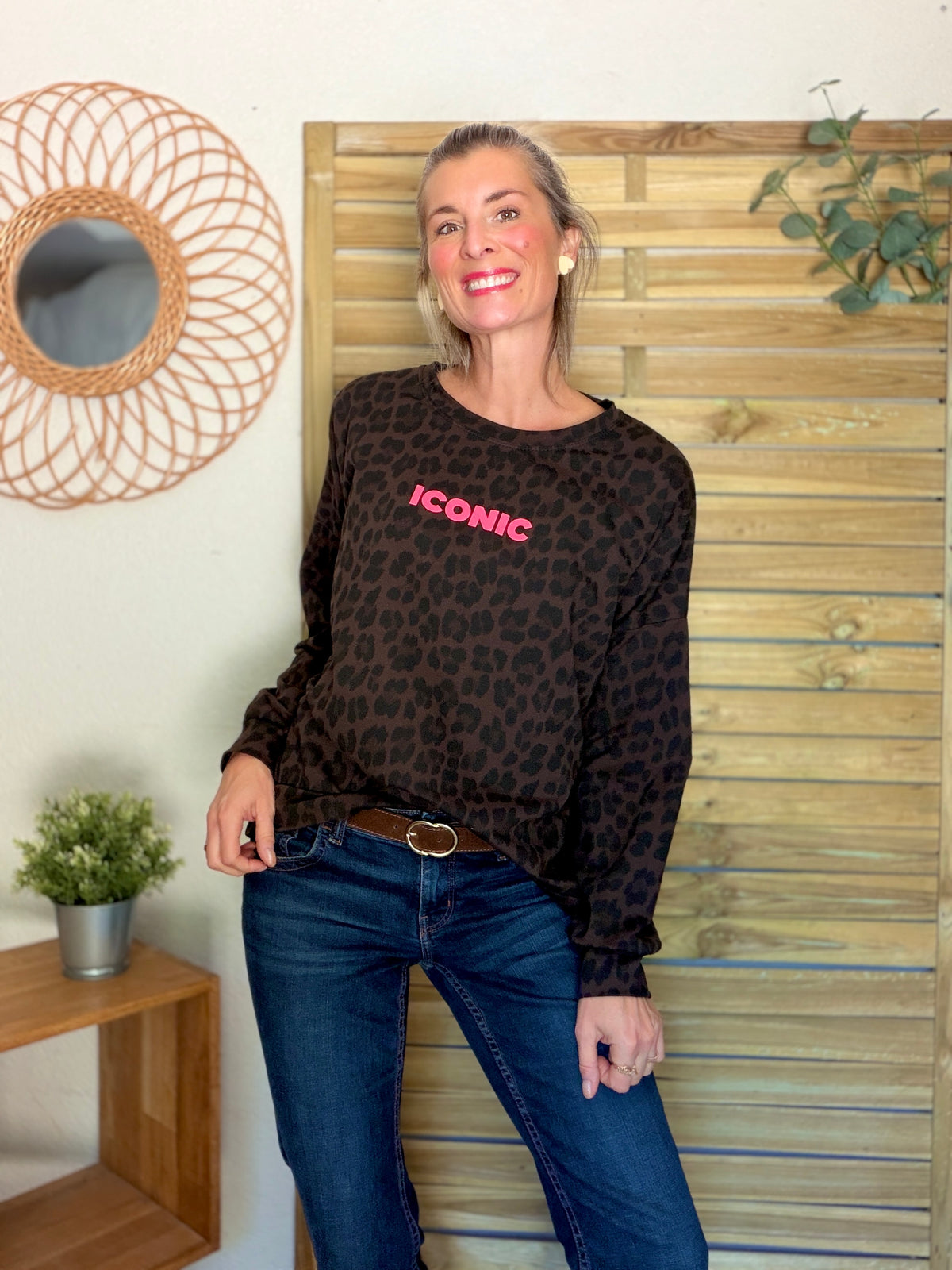Sweat ICONIC léger 100% coton FAUSTINE Léo choco (taille 34 à 46)
