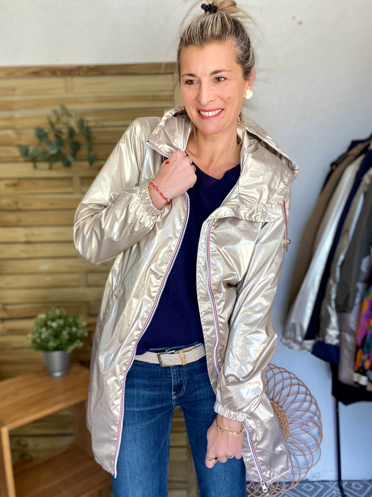 Imperméable mi-saison doublé SOLINE LONG - Doré - LAURA JO - FIN DE SÉRIE