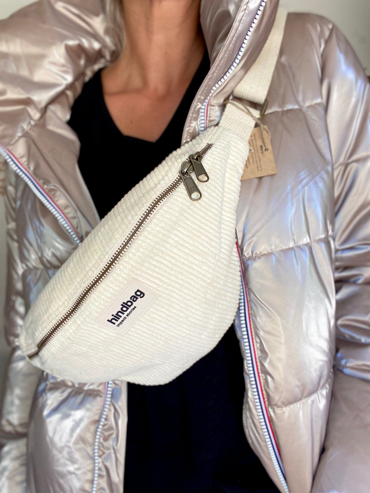 HINDBAG OLIVIA - Sac banane Velours beige