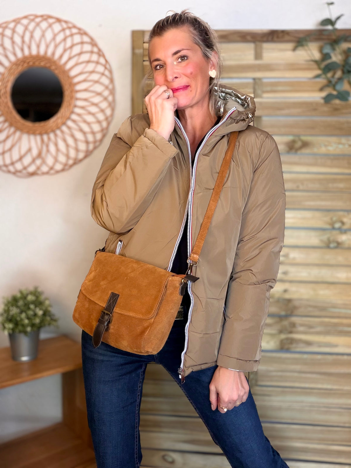 Doudoune imperméable réversible longue ANGÈLE COURT - Camel - MELYA MELODY