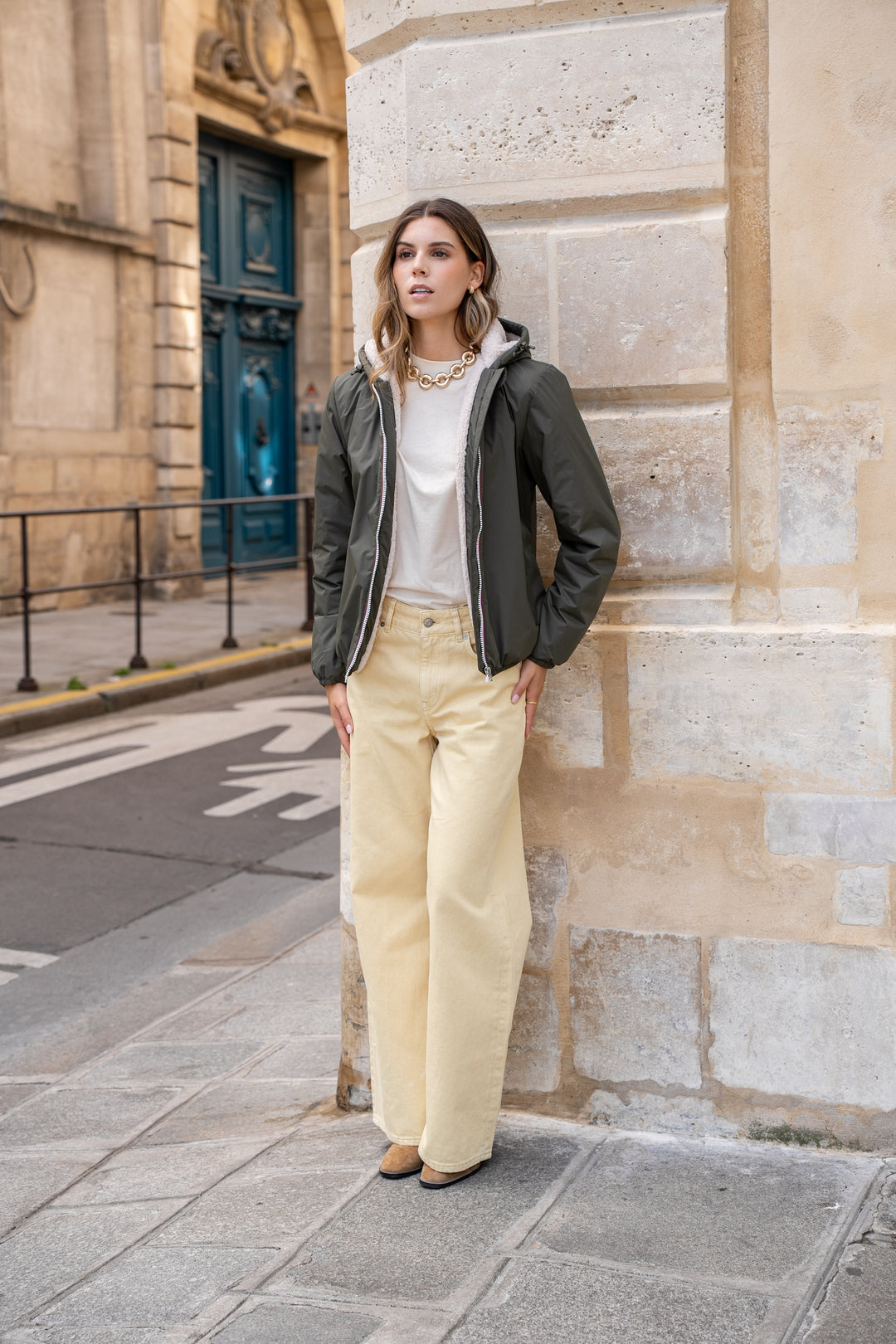 LAURA JO - Parka Imperméable LOUISE COURT sherpa - Kaki