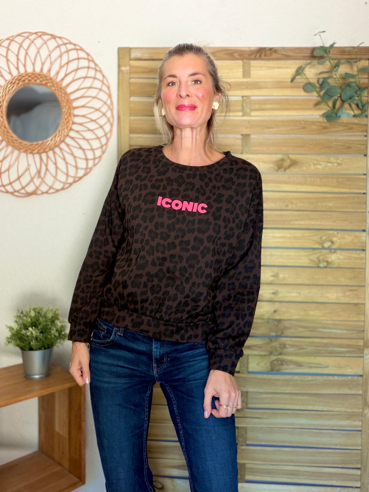 Sweat ICONIC léger 100% coton FAUSTINE Léo choco (taille 34 à 46)