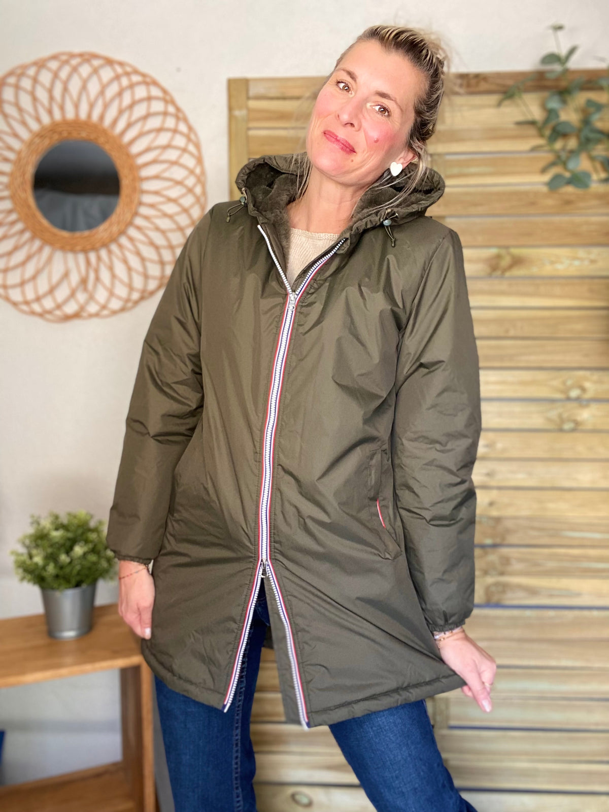 LAURA JO - Parka Imperméable LOUISE LONG fourré - Kaki