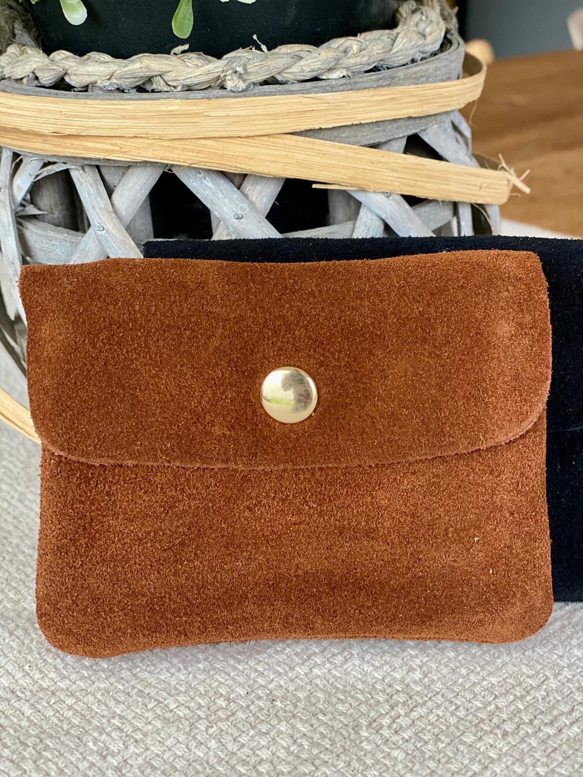 Porte monnaie / porte carte en cuir daim ACHILLE