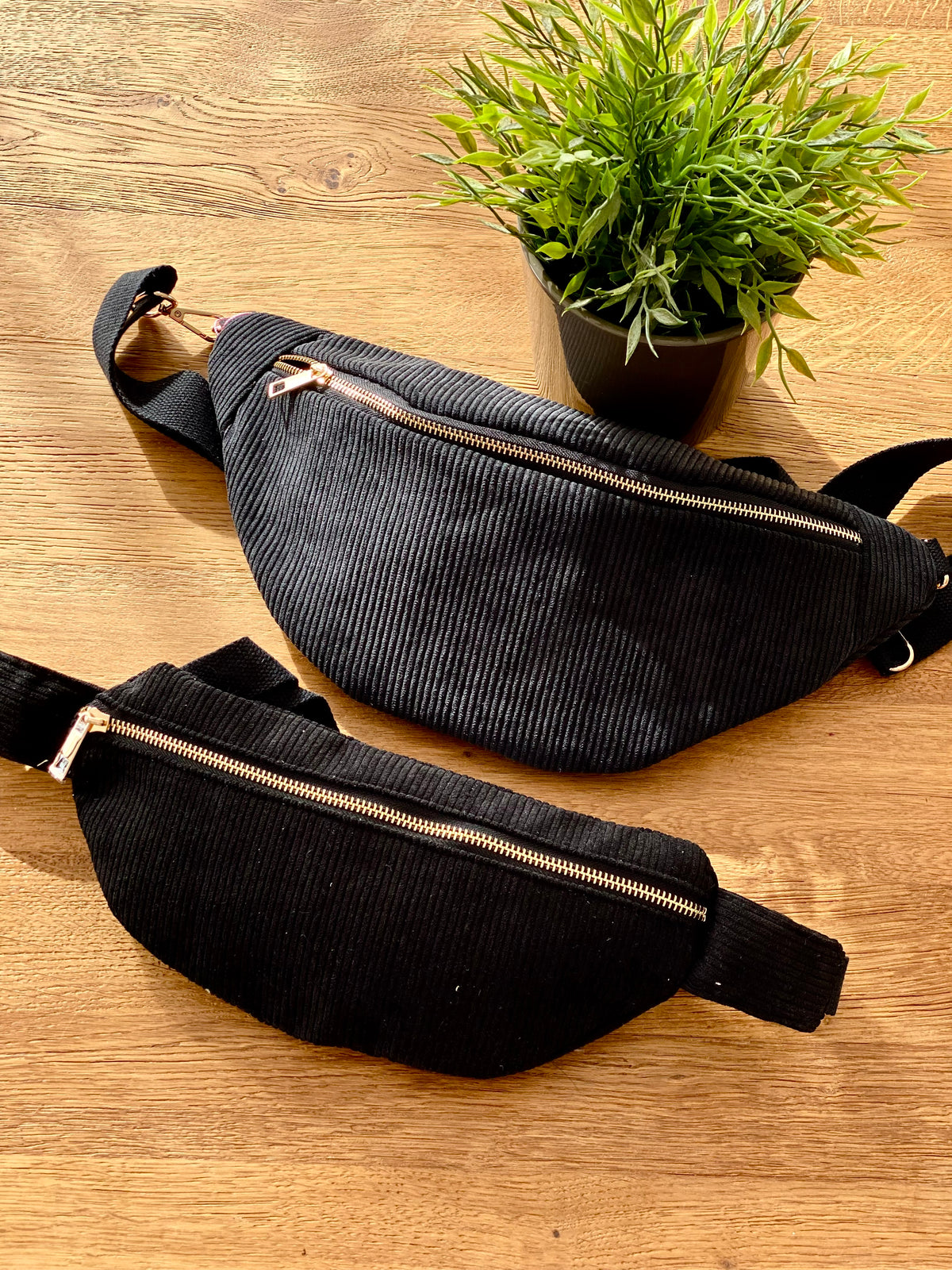 Sac banane XL velours côtelé Ciao Boum - IVY - Noir