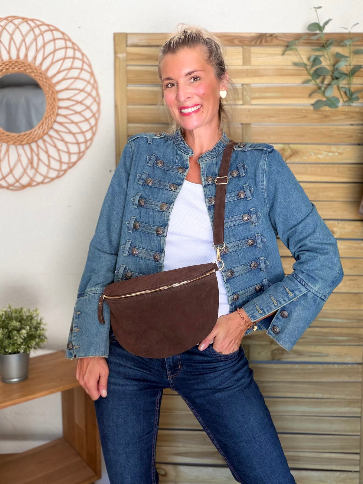 Veste officier courte en jean NAPOLÉON - Bleu Jean • DÉSTOCKAGE