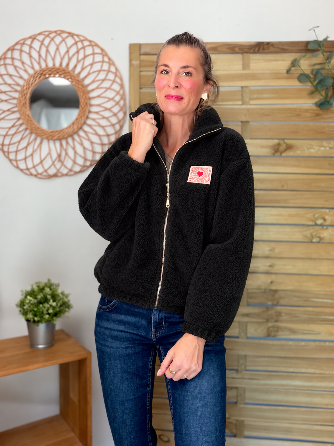 ⚡️ARRIVAGE • Veste teddy Sherpa zippée « Soleil » DORO Noir