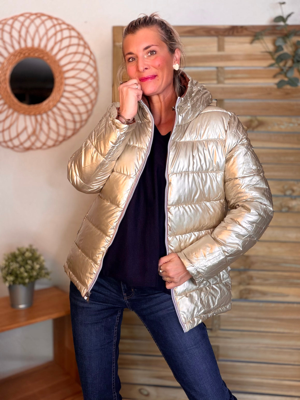 Doudoune imperméable réversible ANGÈLE COURT - Rouille choco - MELYA MELODY