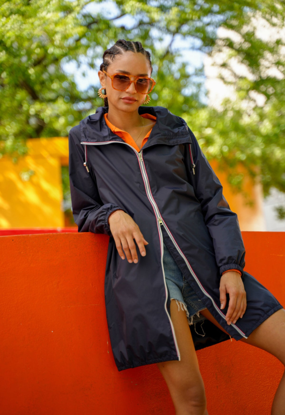 Imperméable mi-saison doublé SOLINE LONG - Bleu marine - LAURA JO - FIN DE SÉRIE