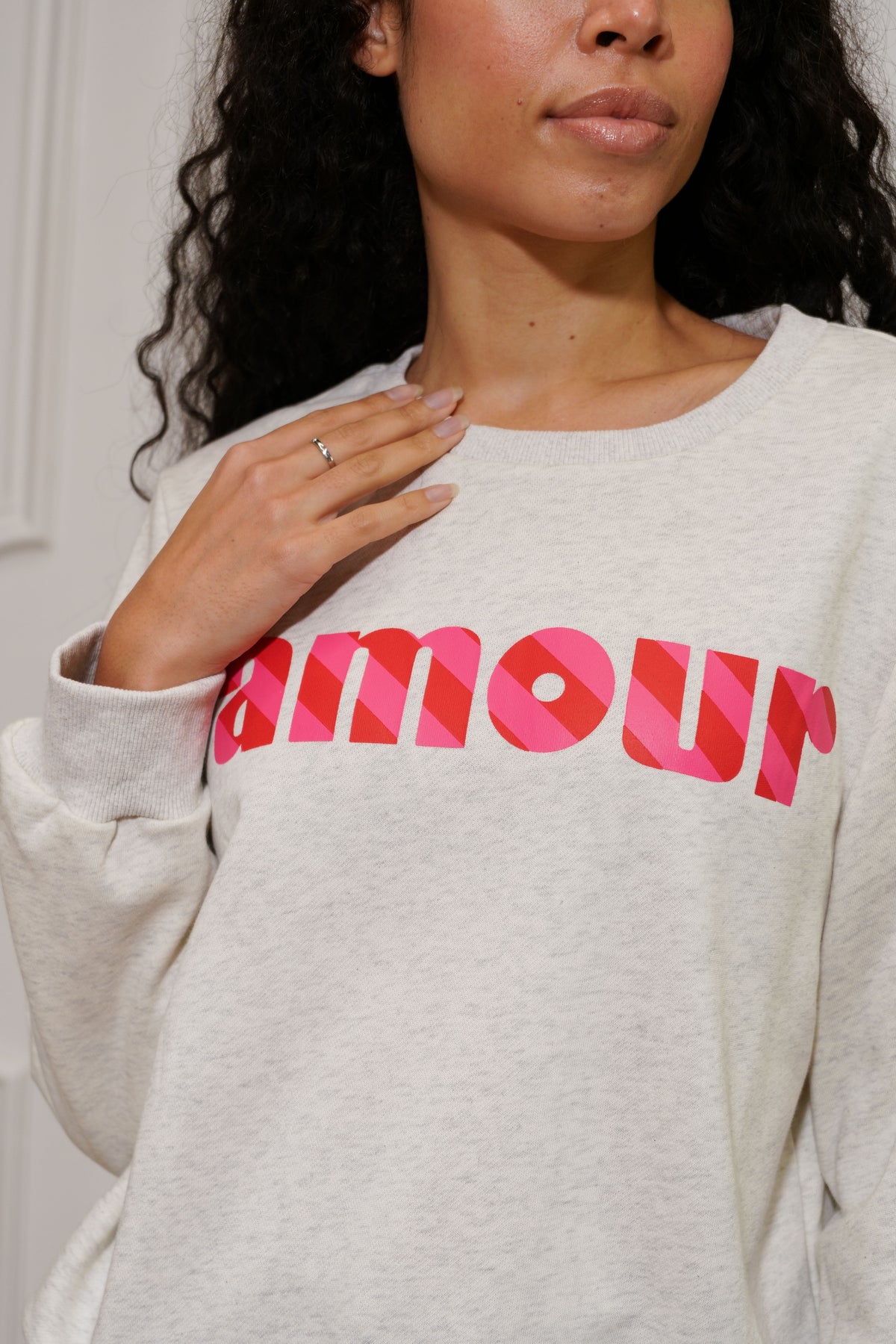 Sweat amour SIENNA - Gris / Rose - FIN DE SÉRIE