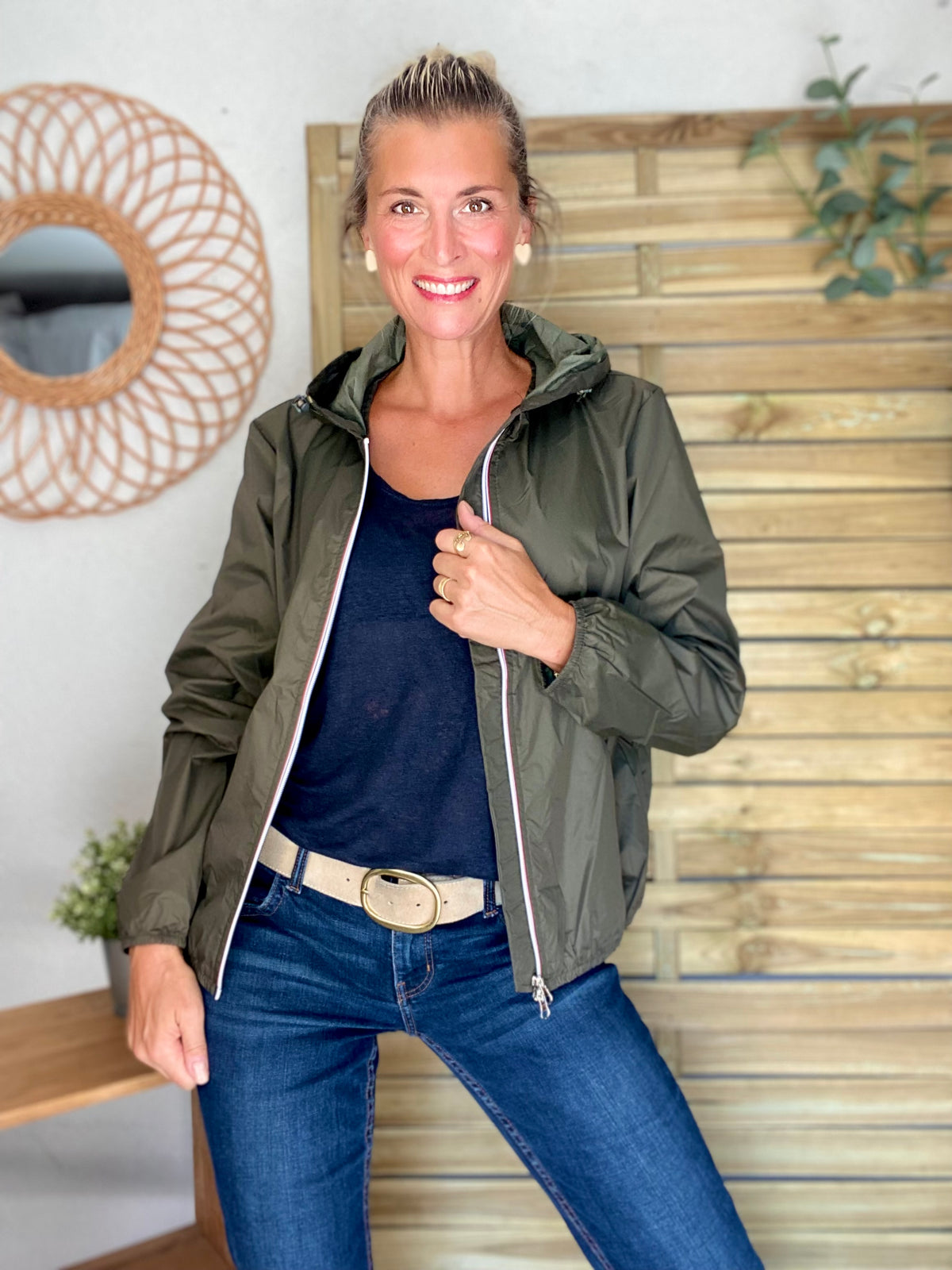 LAURA JO - Coupe vent imperméable ANNA COURT Kaki