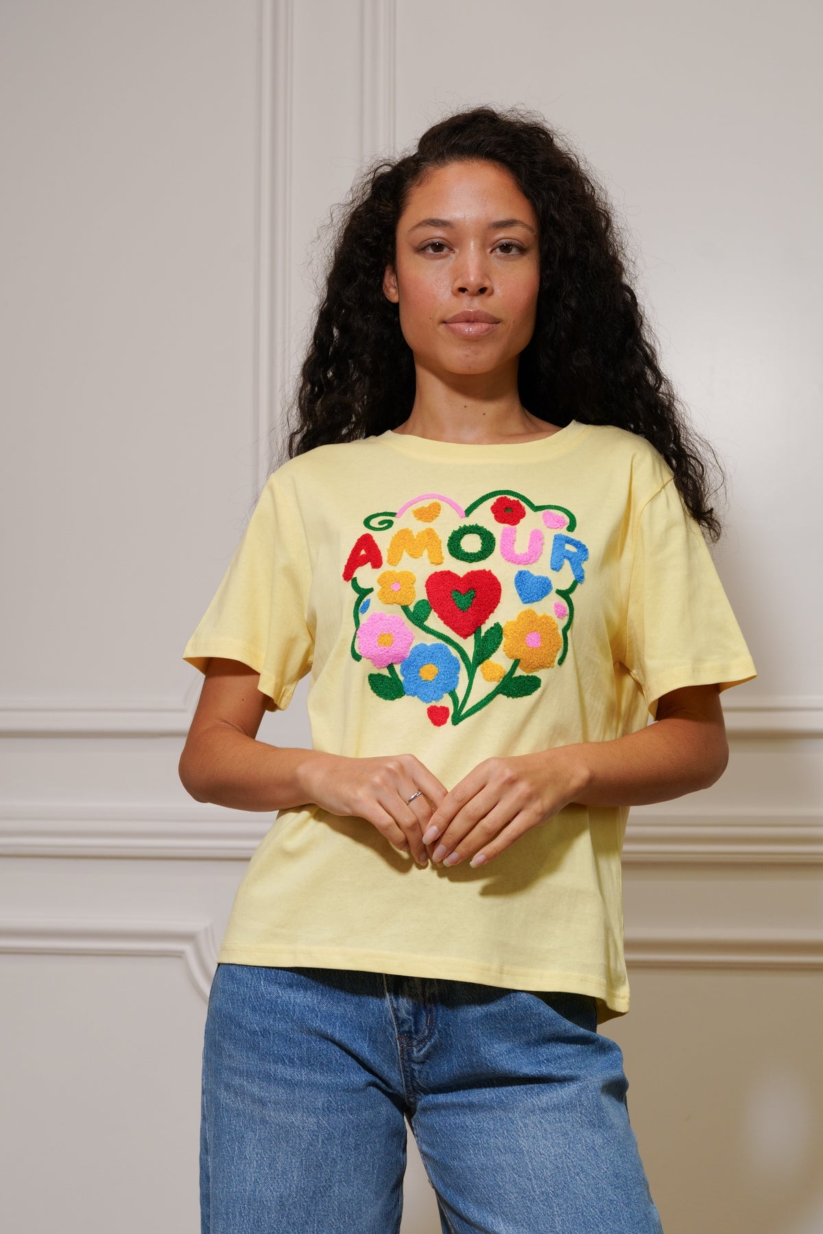 Tee shirt amour fleuri ARYA Jaune
