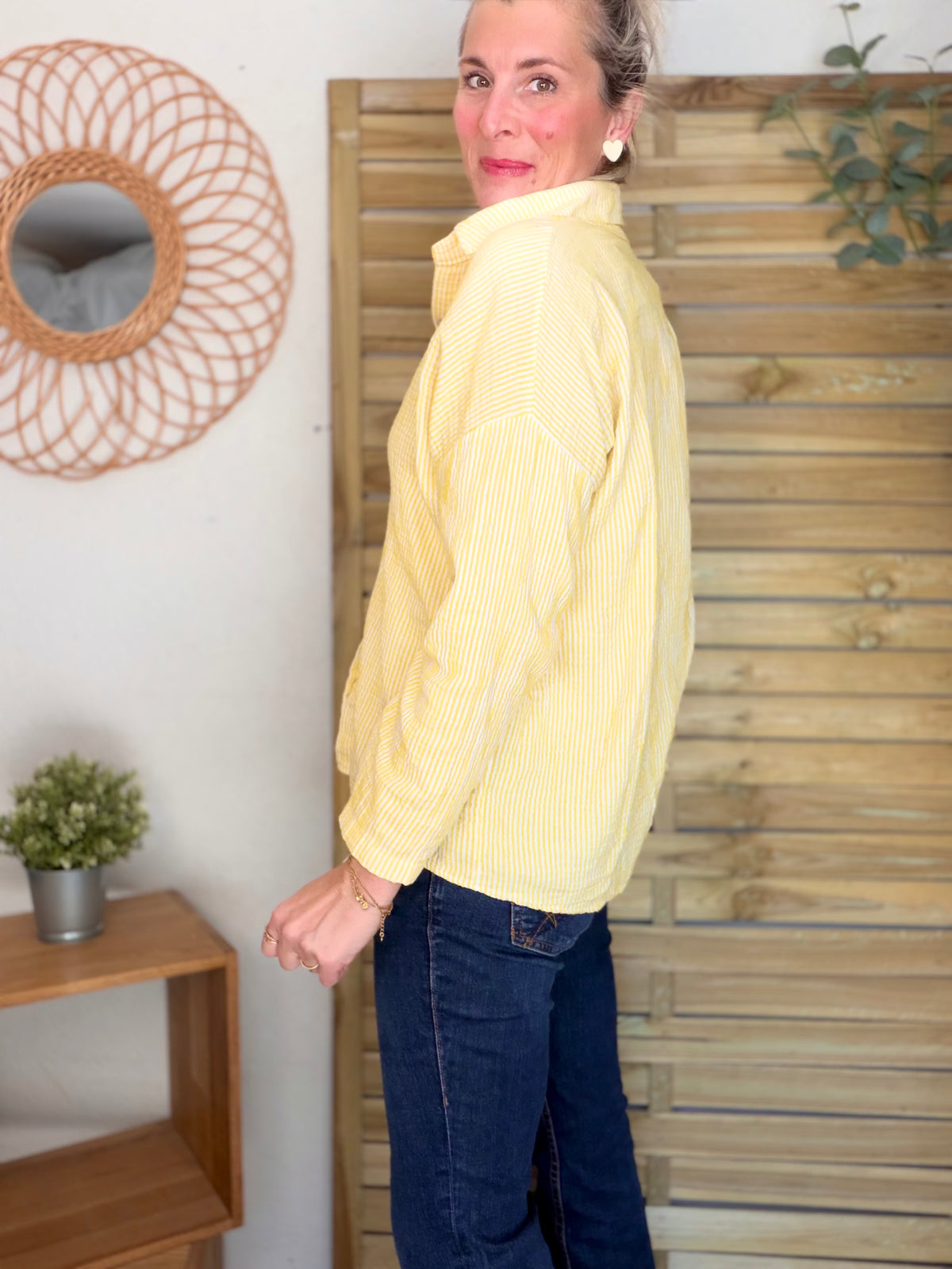Chemise en gaze de coton brodé Dolce Vita LEÏLA Jaune