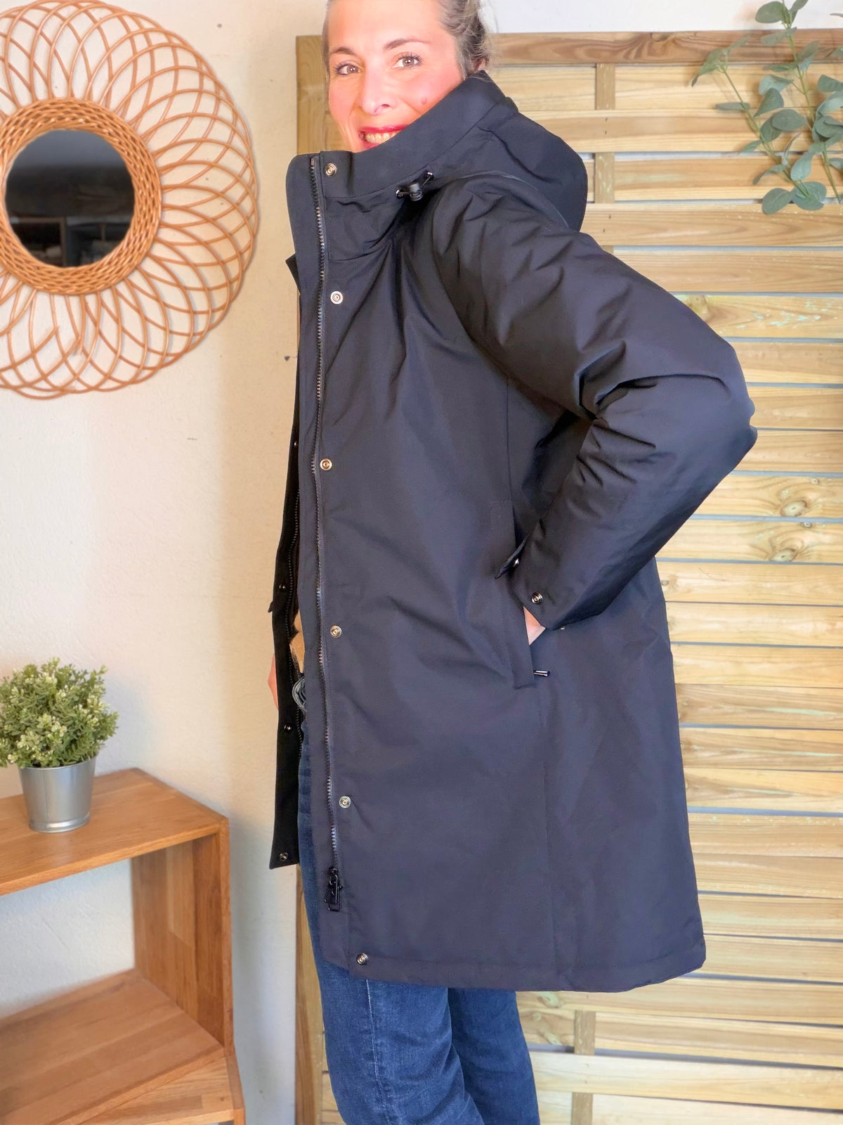 LAURA JO - Parka fourrée imperméable AMBRE LONG - Noir / Camel