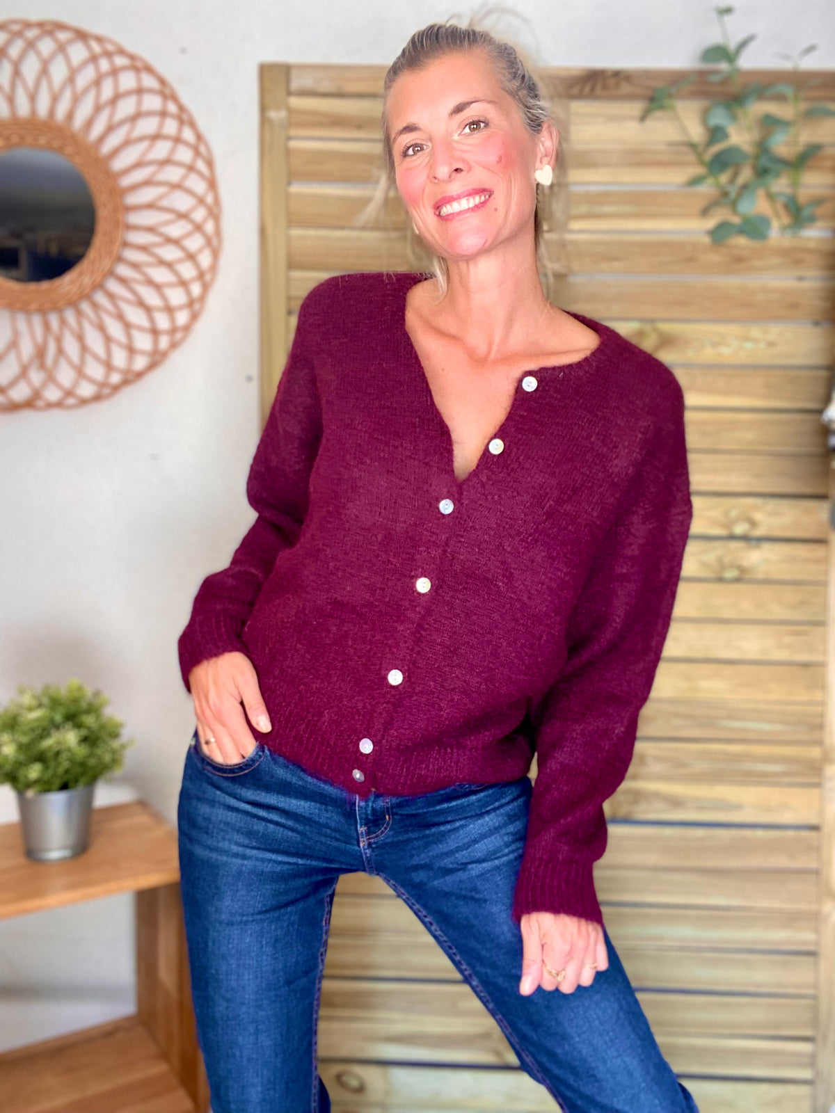 Gilet en maille SYDNEY - Bordeaux