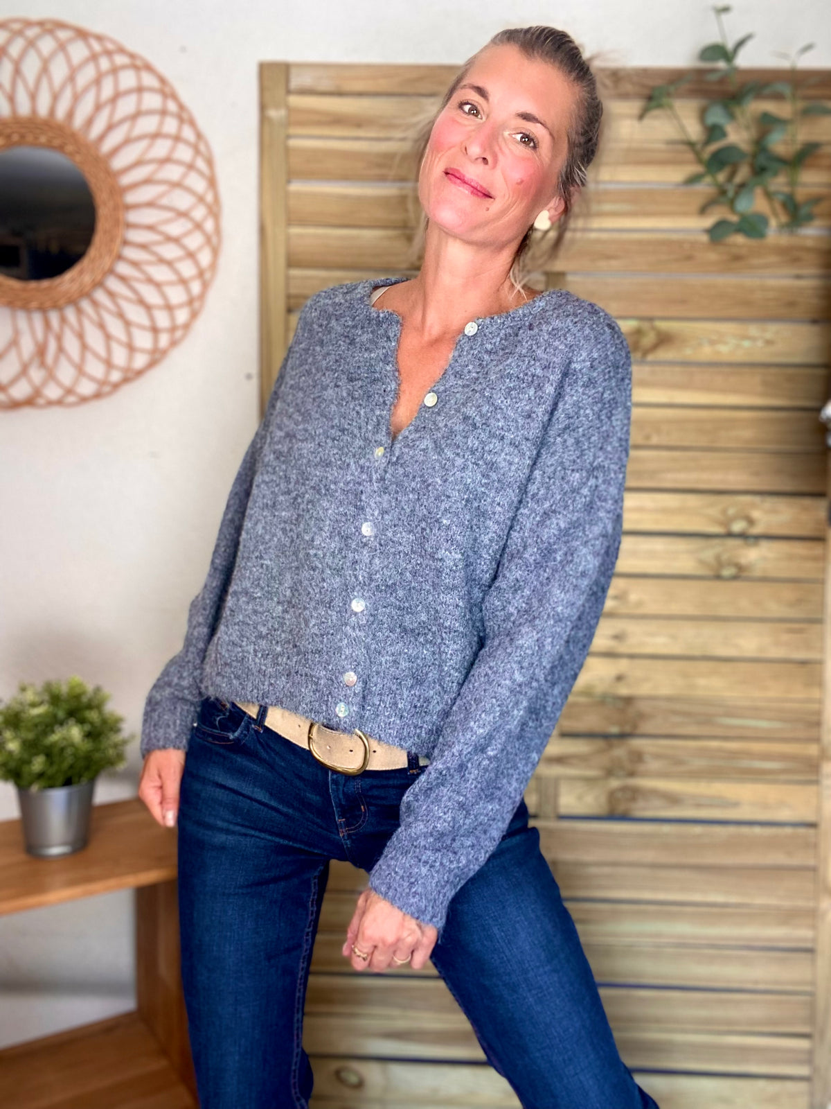 Gilet en maille SYDNEY - Gris chiné