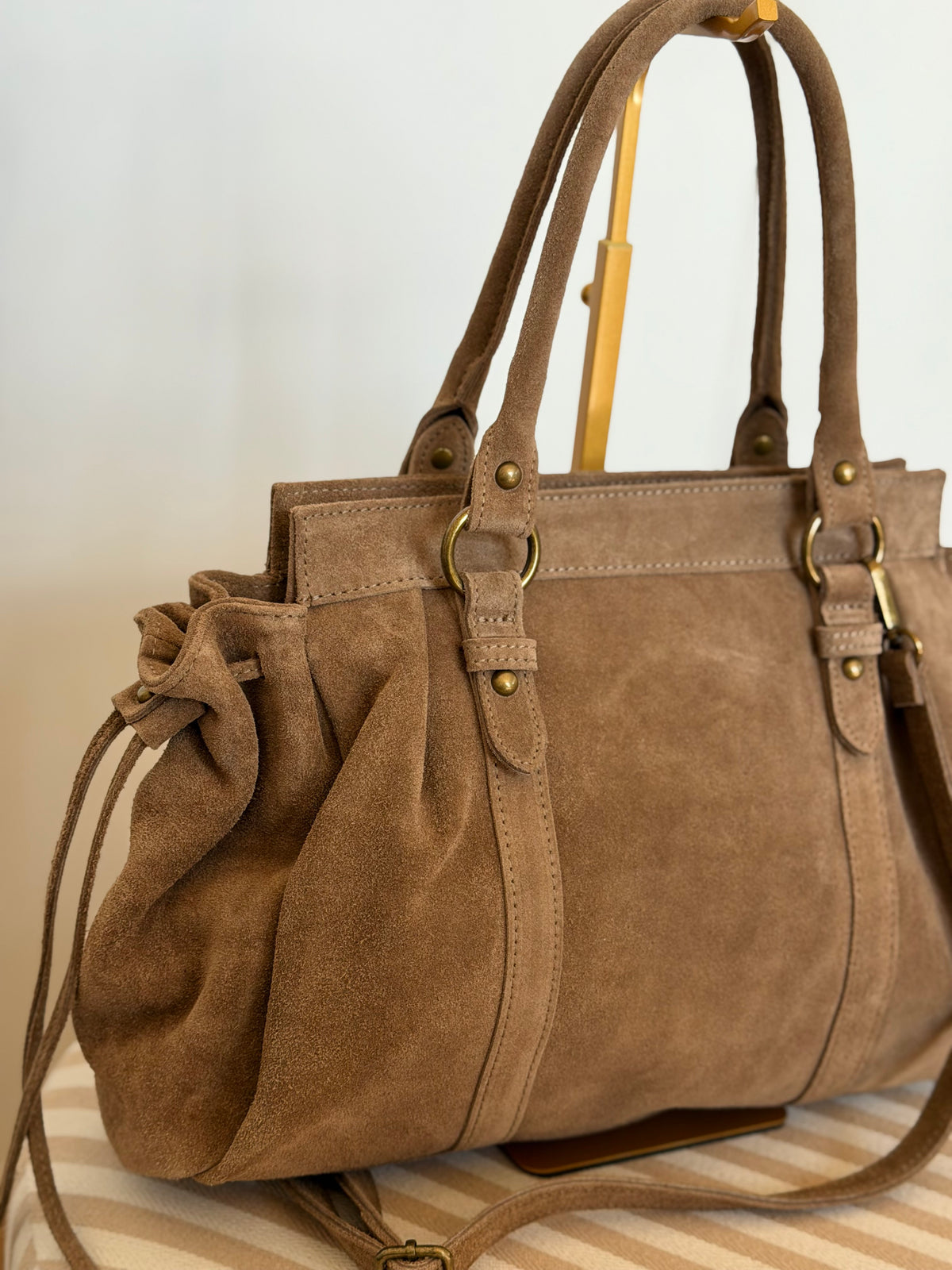 Sac cabas XL en cuir daim • PARKER Taupe