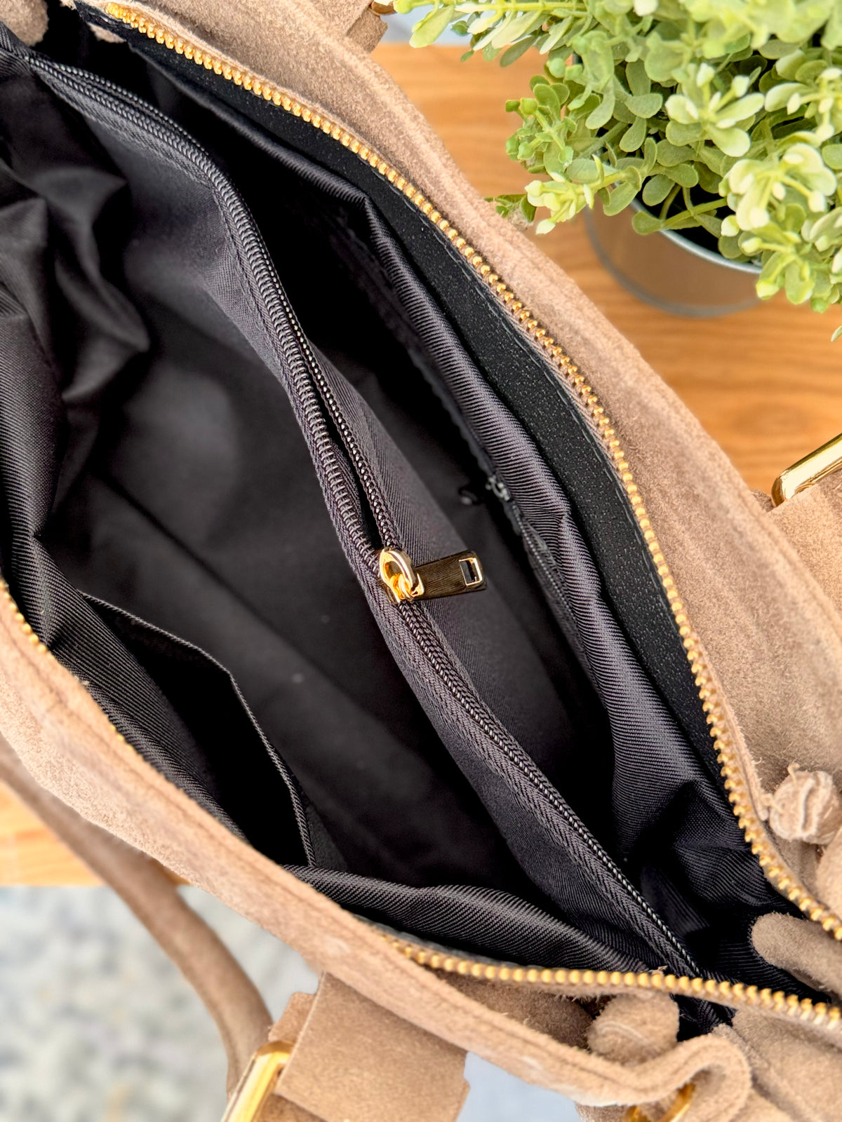 Sac à main en cuir daim GERY - Camel
