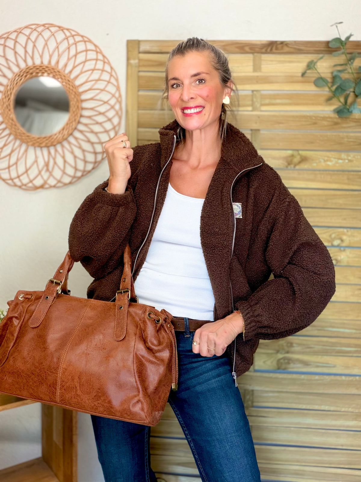 ⚡️ ARRIVAGE • Veste teddy Sherpa zippée LÉONIE Chocolat