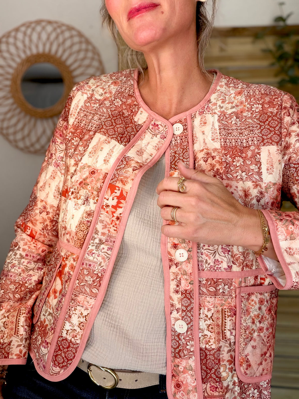 Veste courte Patchwork matelassée légère ADELAÏDE - FIN DE SÉRIE
