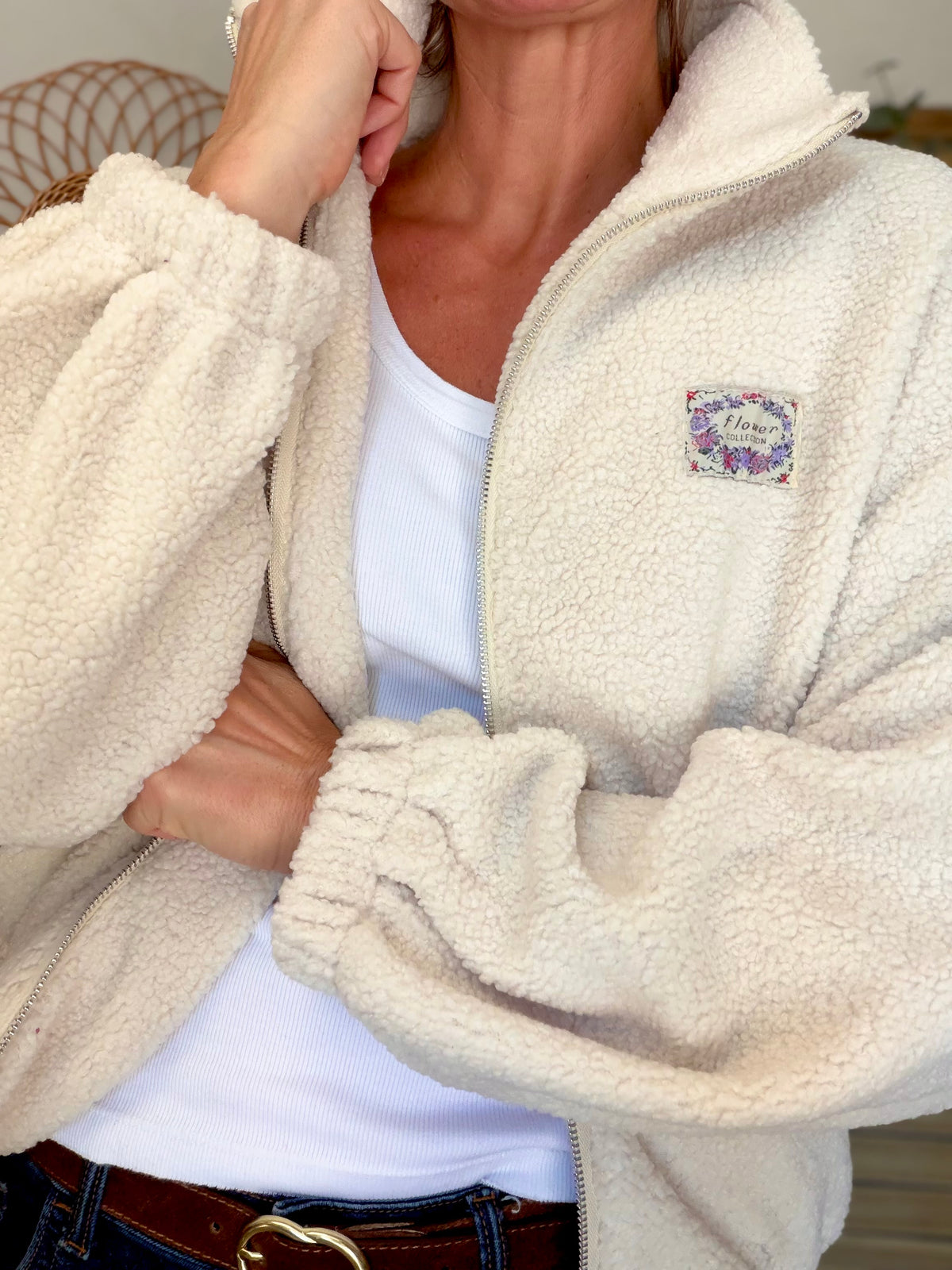 ⚡️ ARRIVAGE • Veste teddy Sherpa zippée LÉONIE Écru