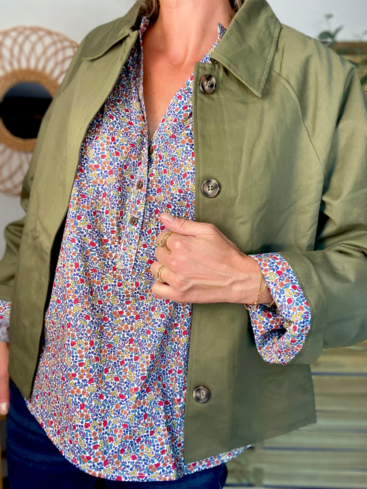 Blouse ample Liberty bleu EDWIGE - FIN DE SÉRIE