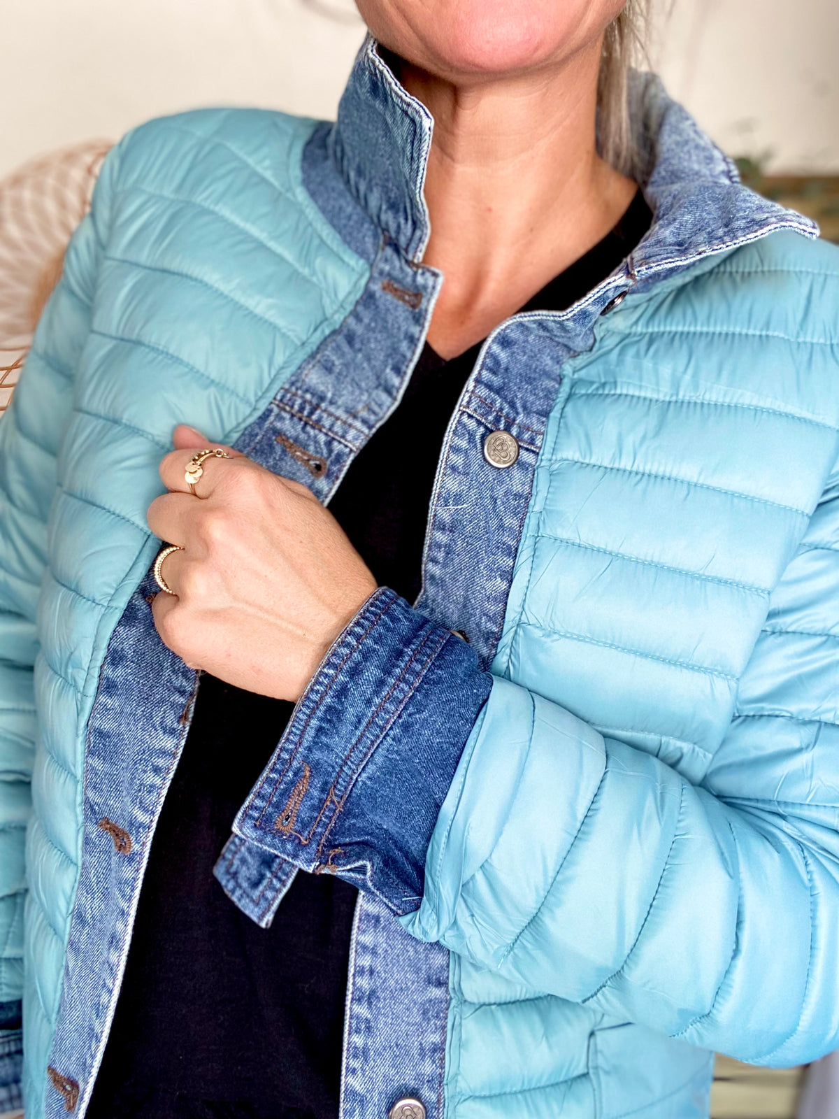 Veste Jean / Doudoune légère JACKIE - Vert sauge - FIN DE SÉRIE