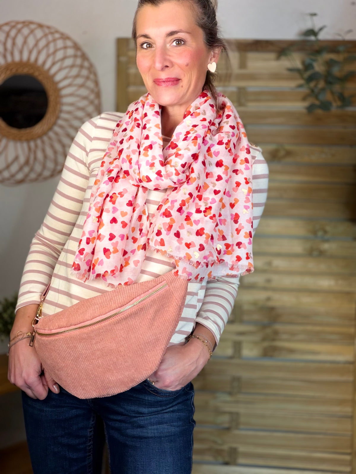 Foulard Cœurs SIGRID - Rouge Rose ❤️💛🩷
