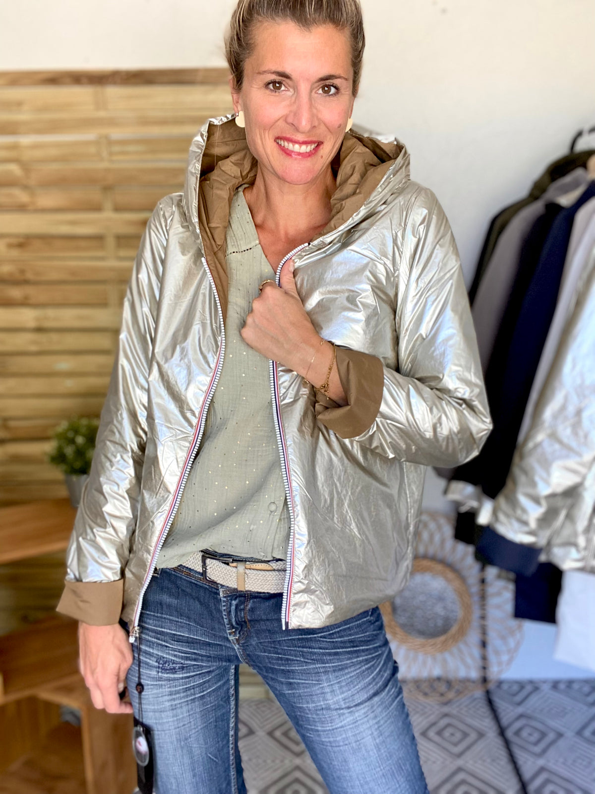 LAURA JO - Imperméable réversible rembourré LOUISON COURT - Camel/Doré