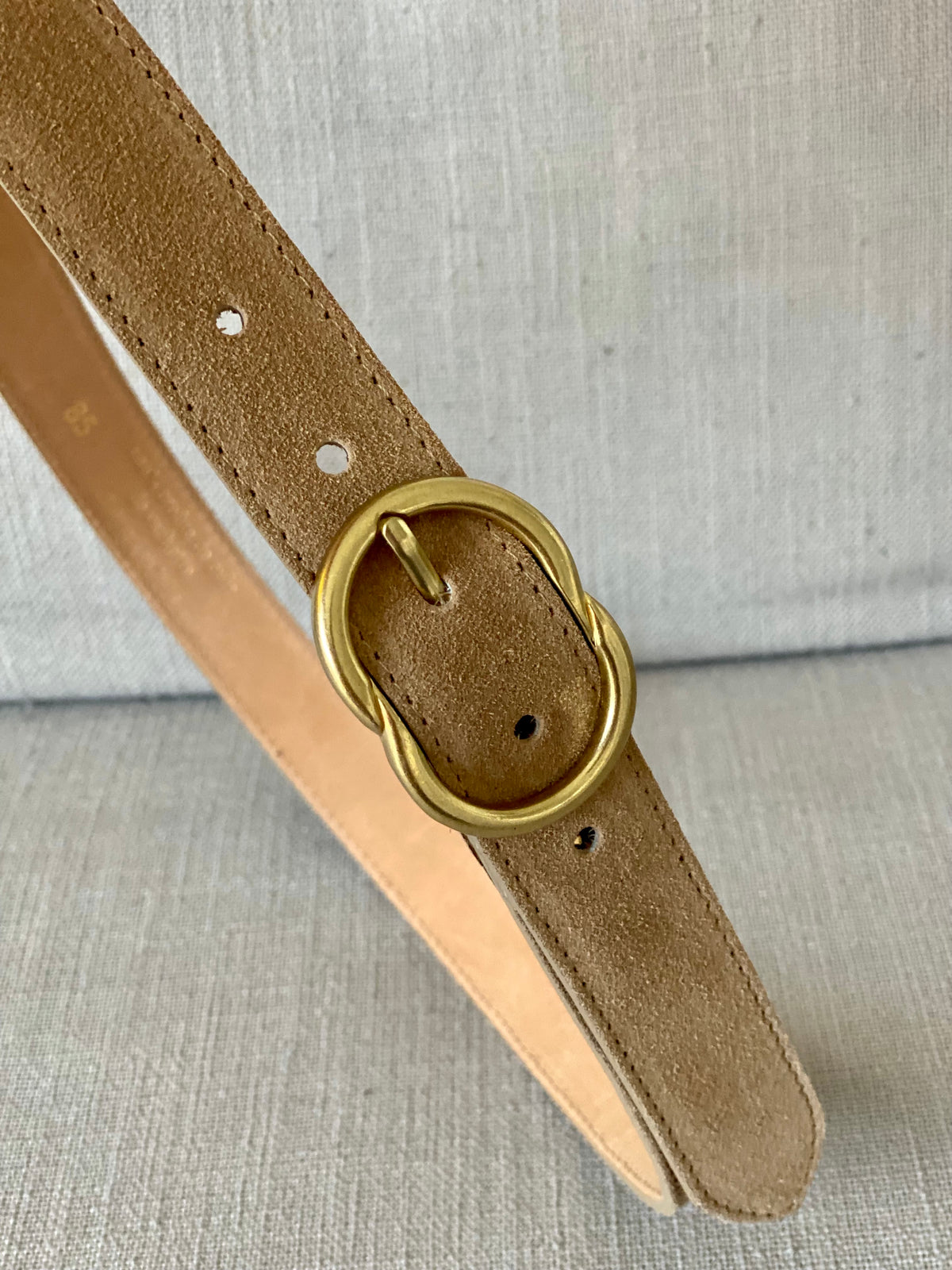 Ceinture boucle laiton - ANGIE - Beige