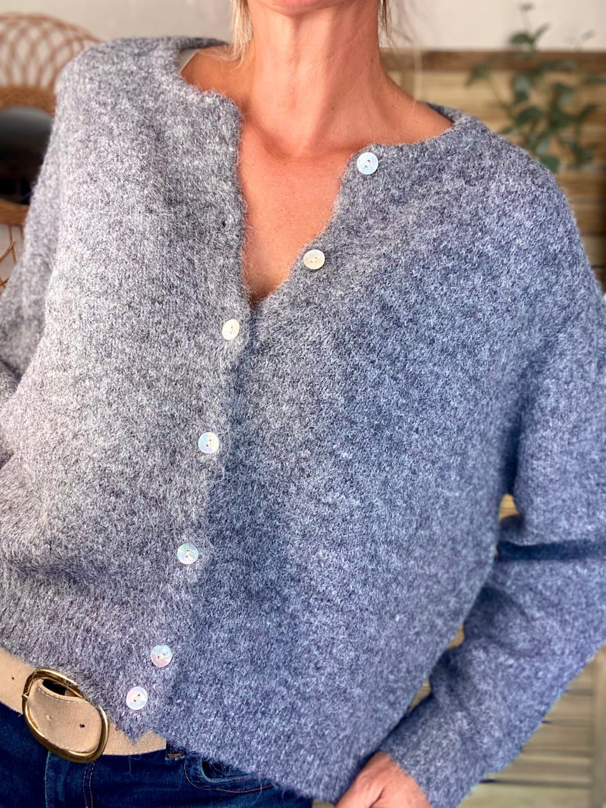 Gilet en maille SYDNEY - Gris chiné