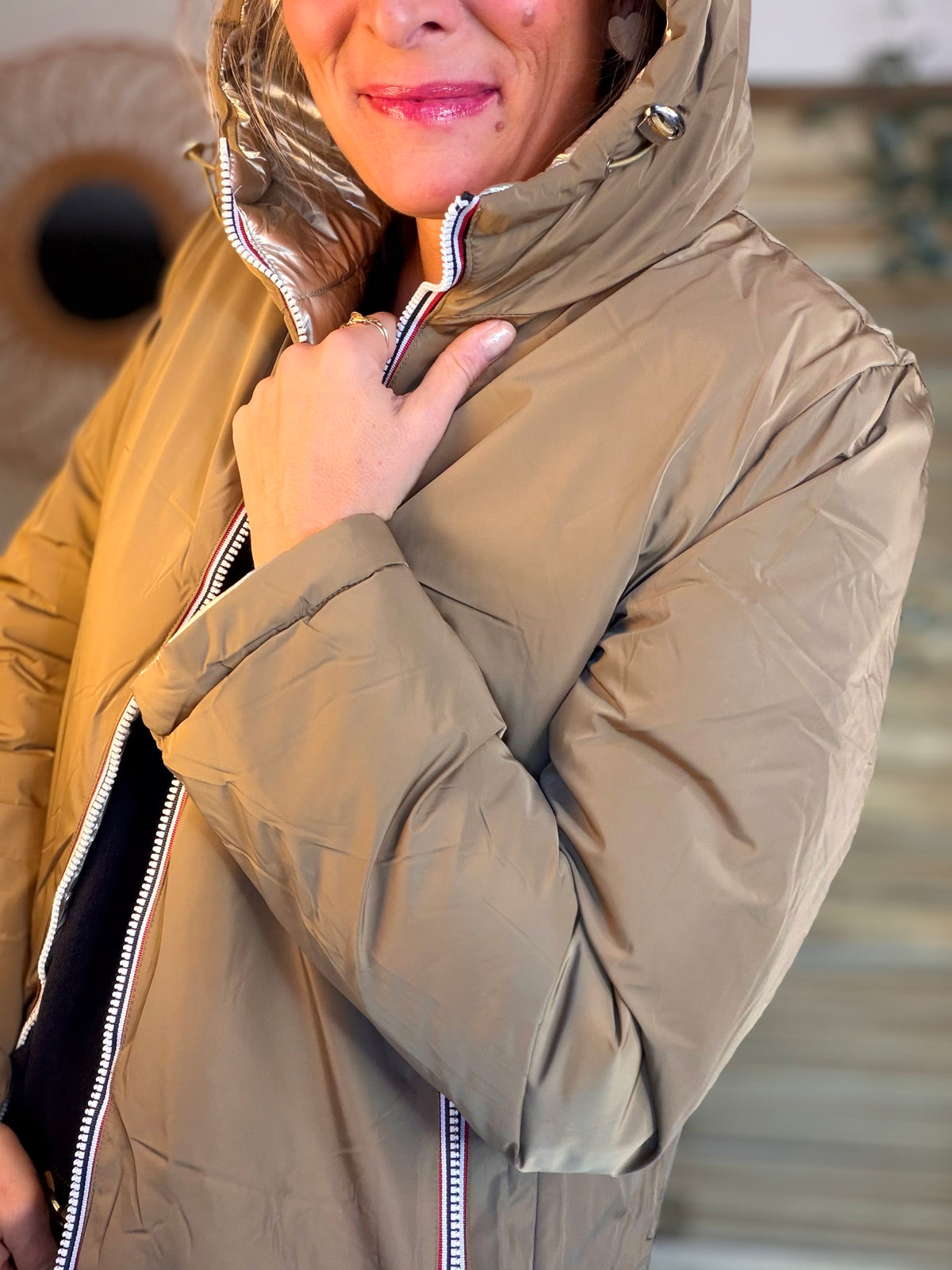 Doudoune imperméable réversible longue ANGÈLE COURT - Camel - MELYA MELODY