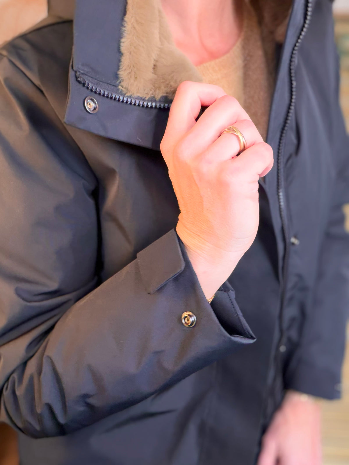 LAURA JO - Parka fourrée imperméable AMBRE LONG - Noir / Camel