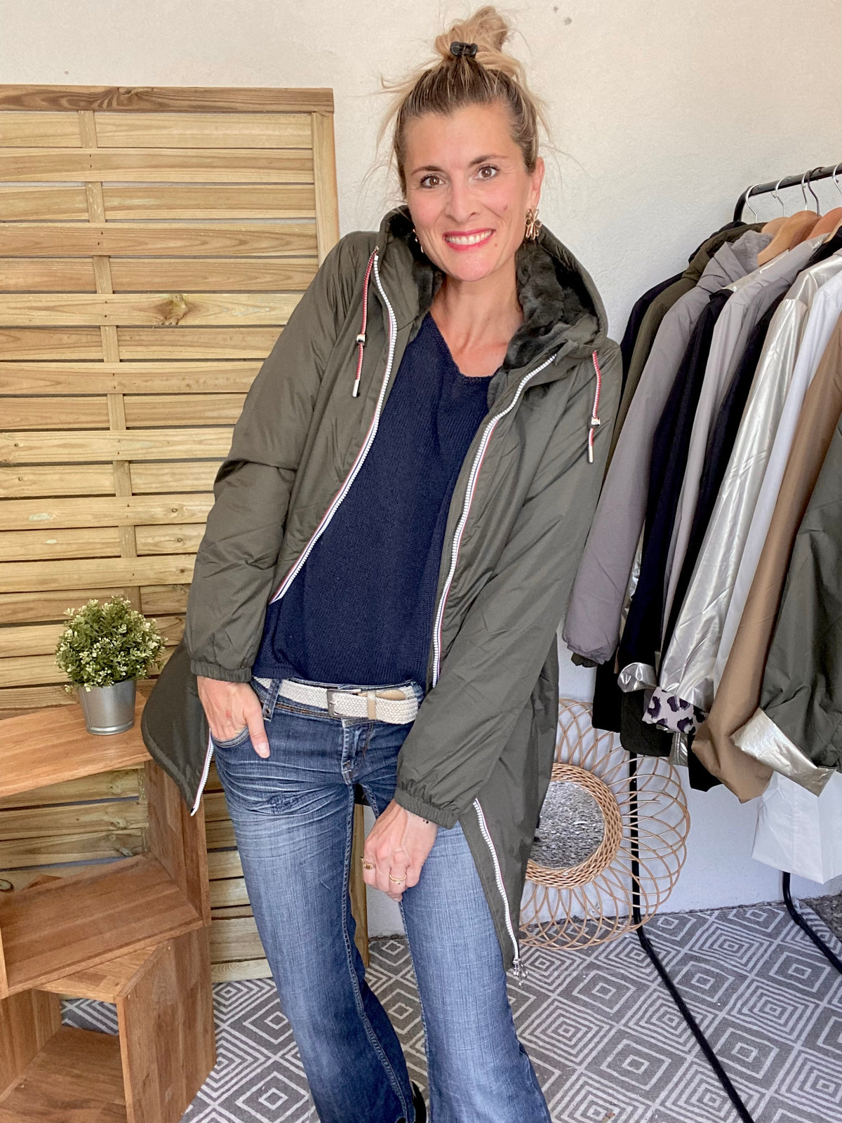LAURA JO - Parka Imperméable THELMA LONG fourrée - Kaki • DÉSTOCKAGE sur Taille XL