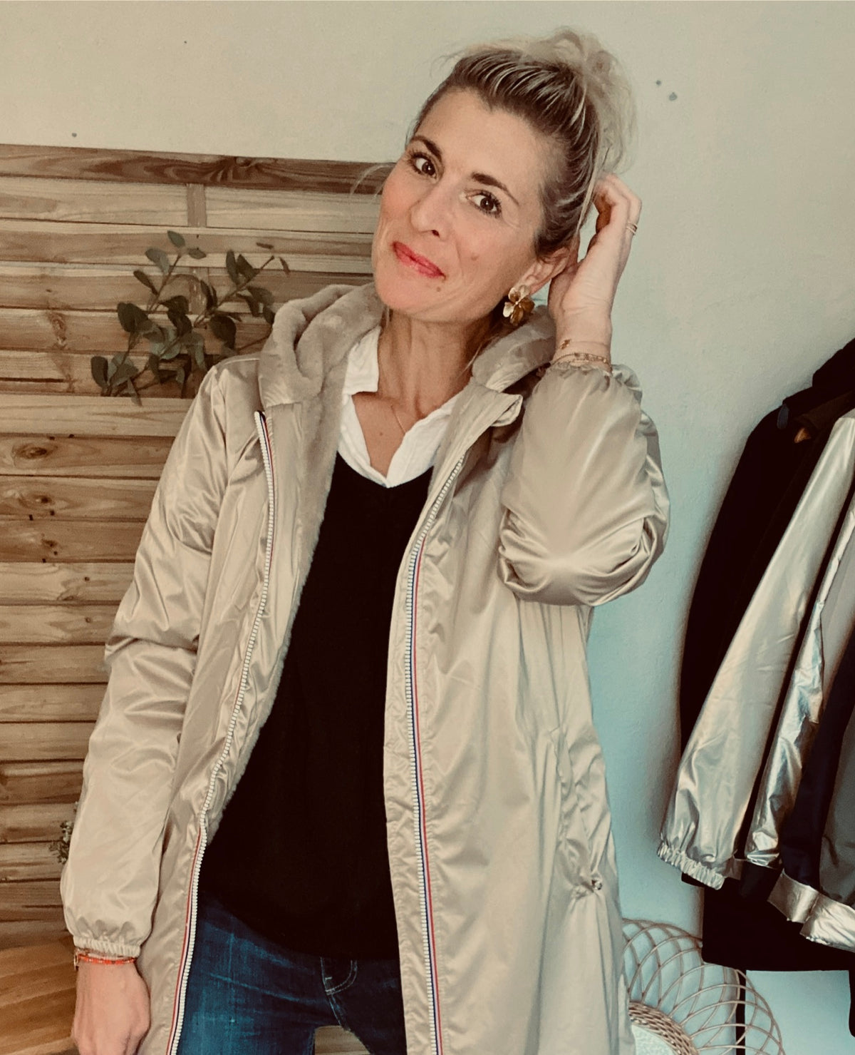 LAURA JO - Parka Imperméable LOUISE LONG fourré - Sable irisé