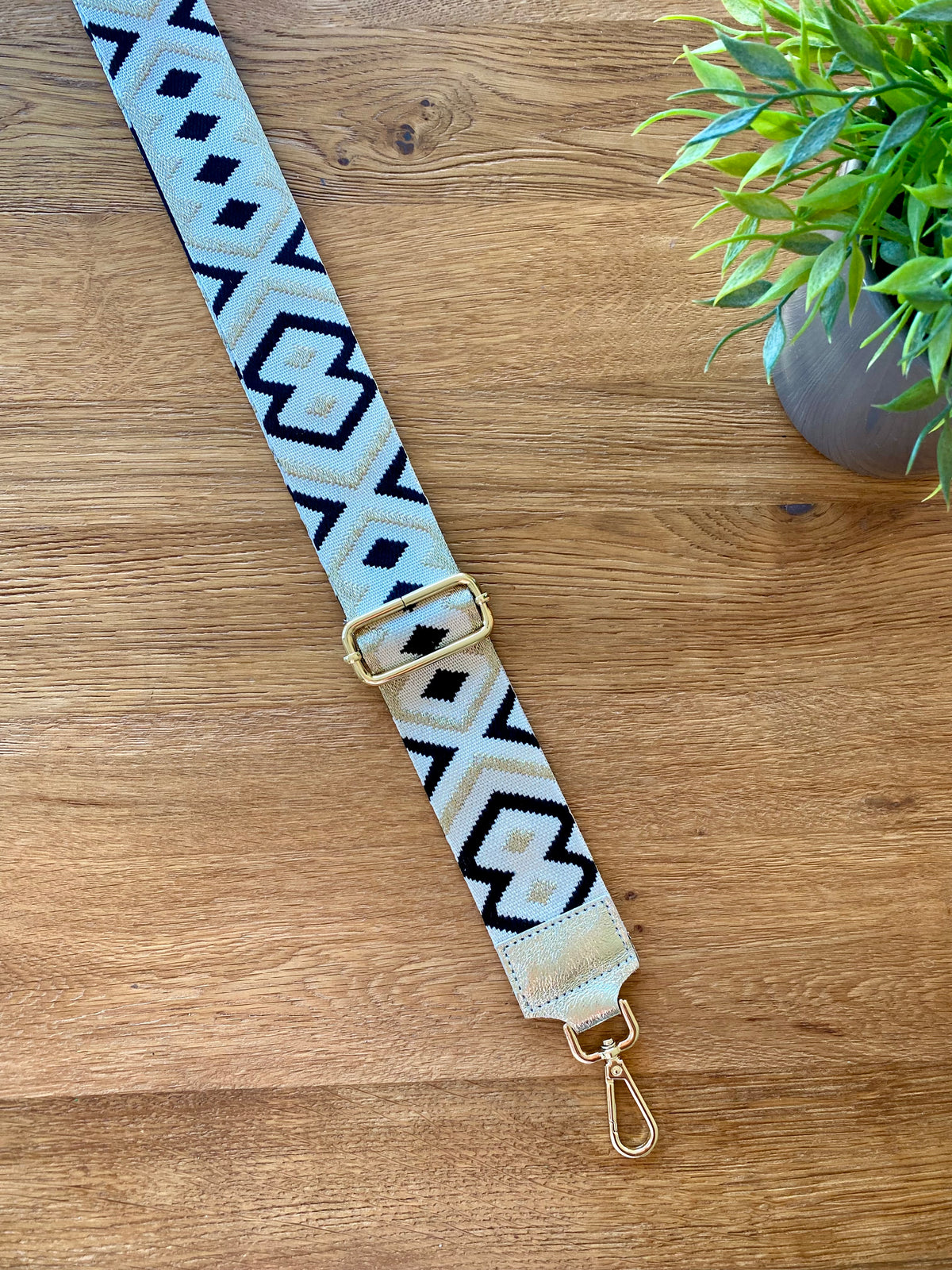 Sangle / Bandoulière en cuir irisé pour sacs / bananes - RACHEL (Losanges horizontaux)