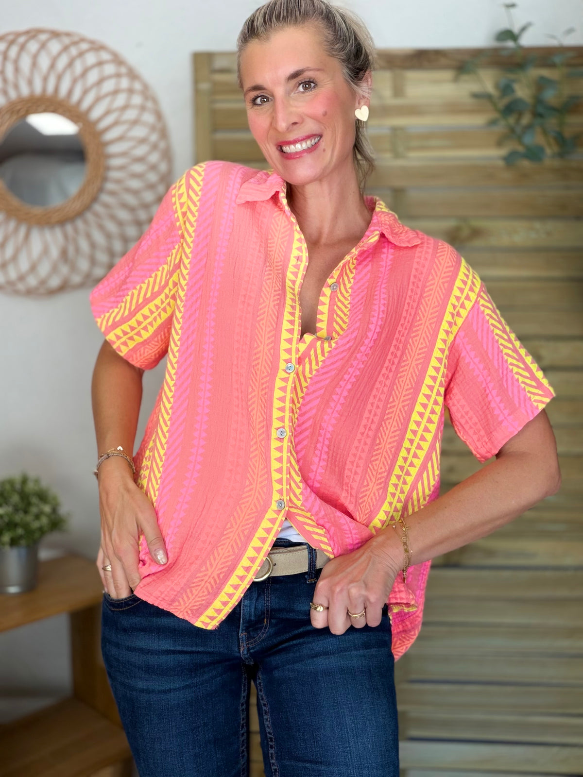 Chemise rayée en gaze de coton ROSIBEL - FIN DE SÉRIE