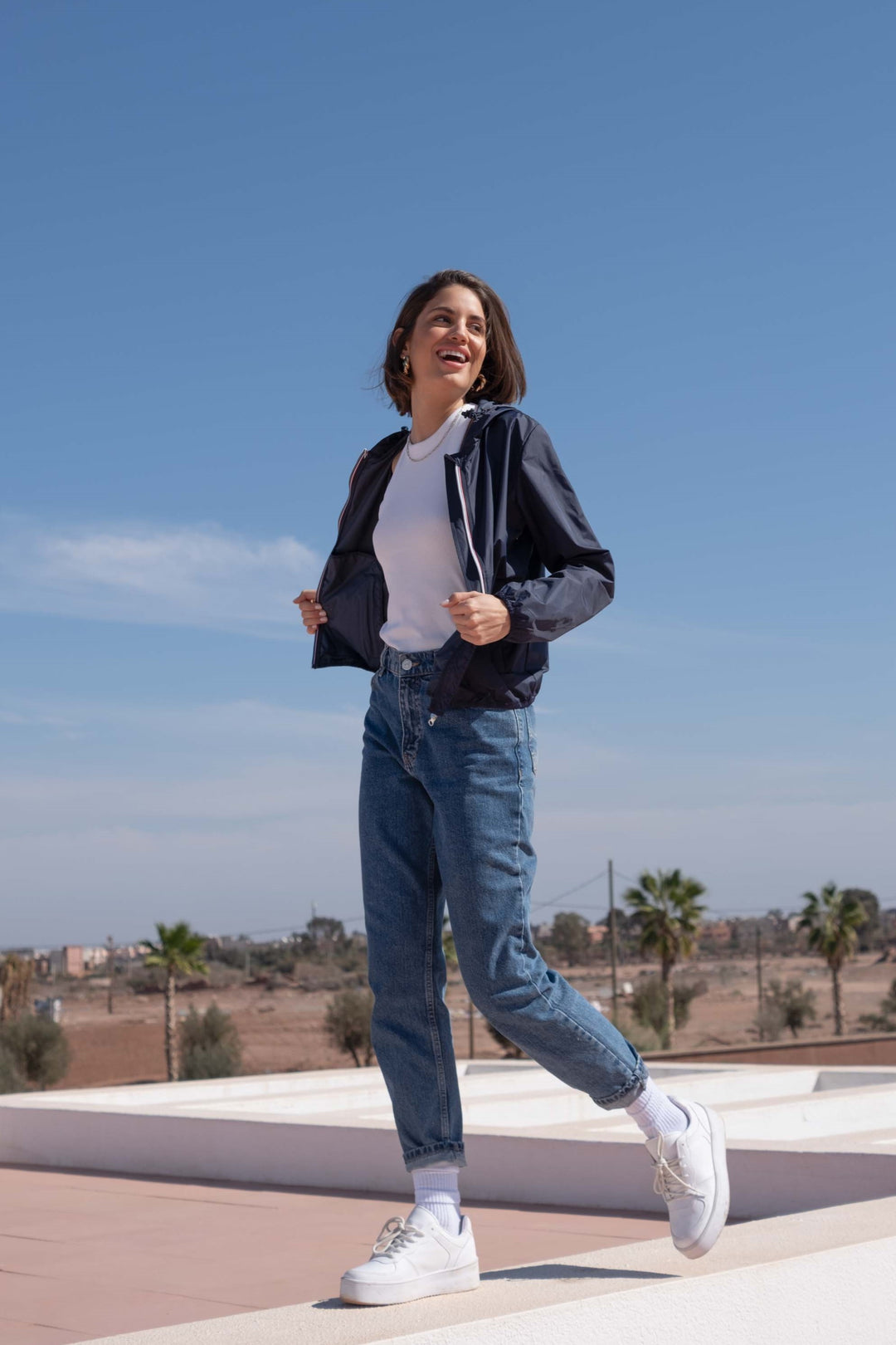 LAURA JO - Coupe vent imperméable ANNA COURT Bleu marine