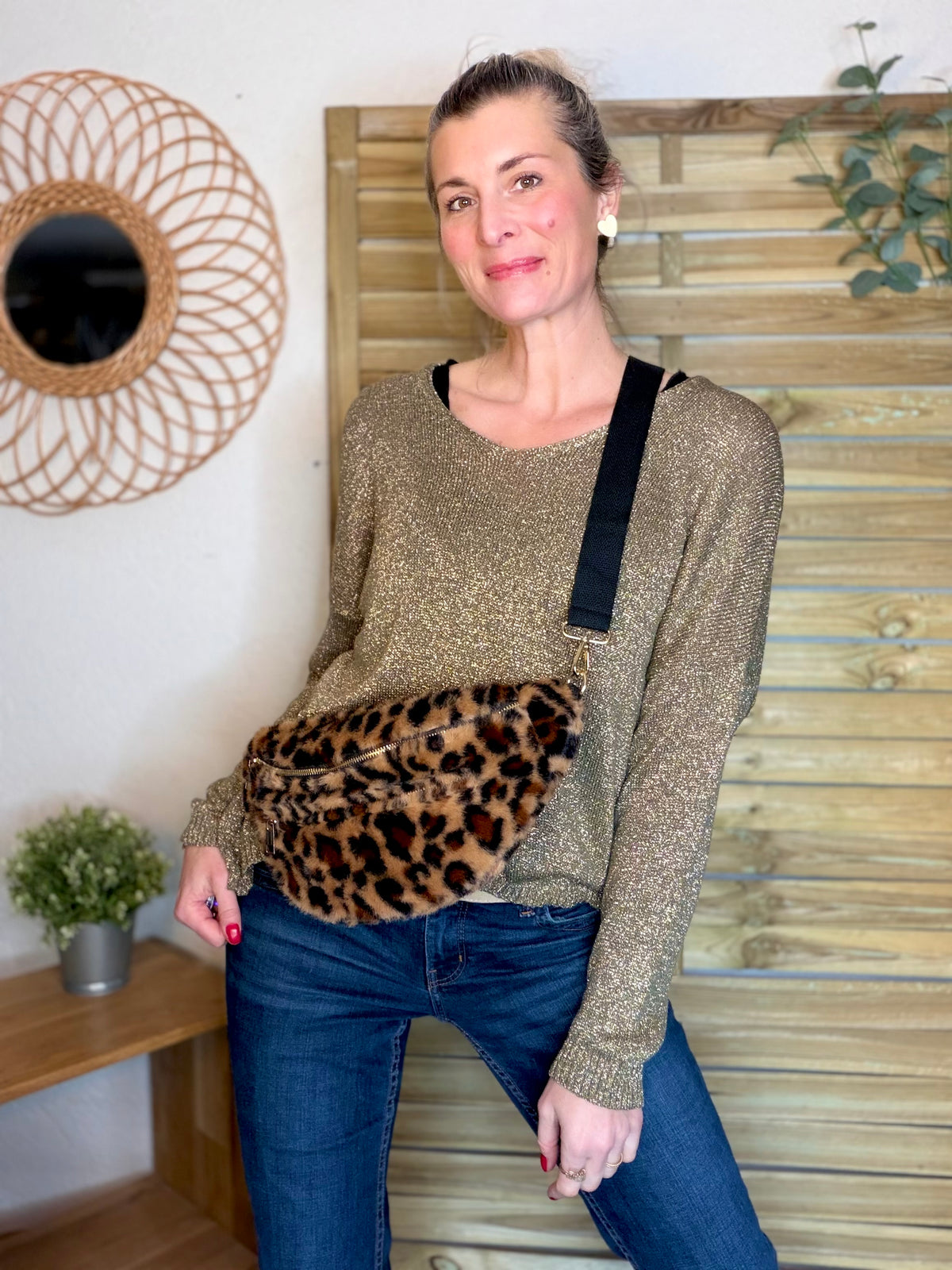 Pull maille lurex et étoile ⭐️ POLLY - Kaki / Doré - FIN DE SÉRIE