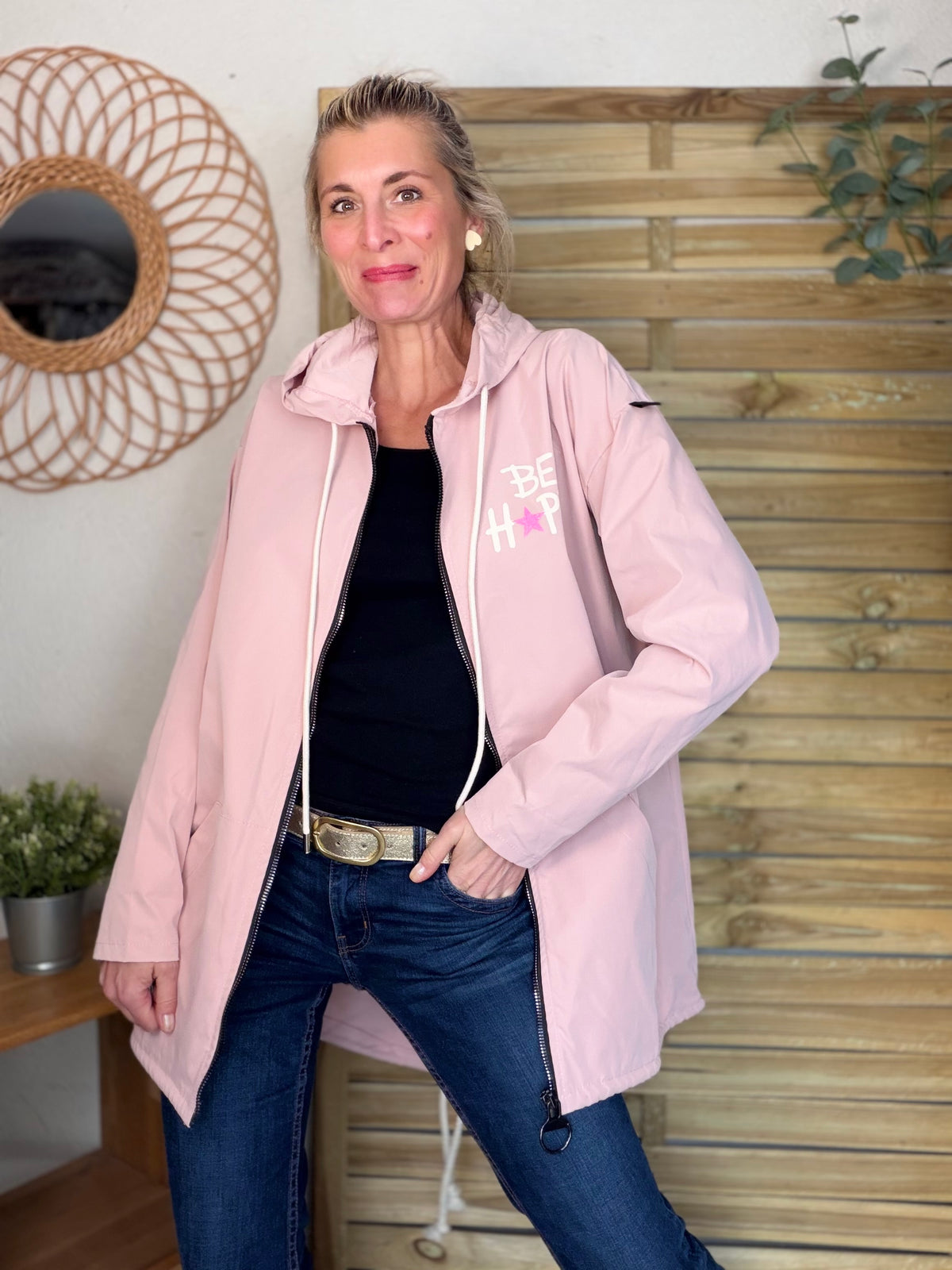 Veste Coupe vent long LESLIE - Rose clair - FIN DE SÉRIE