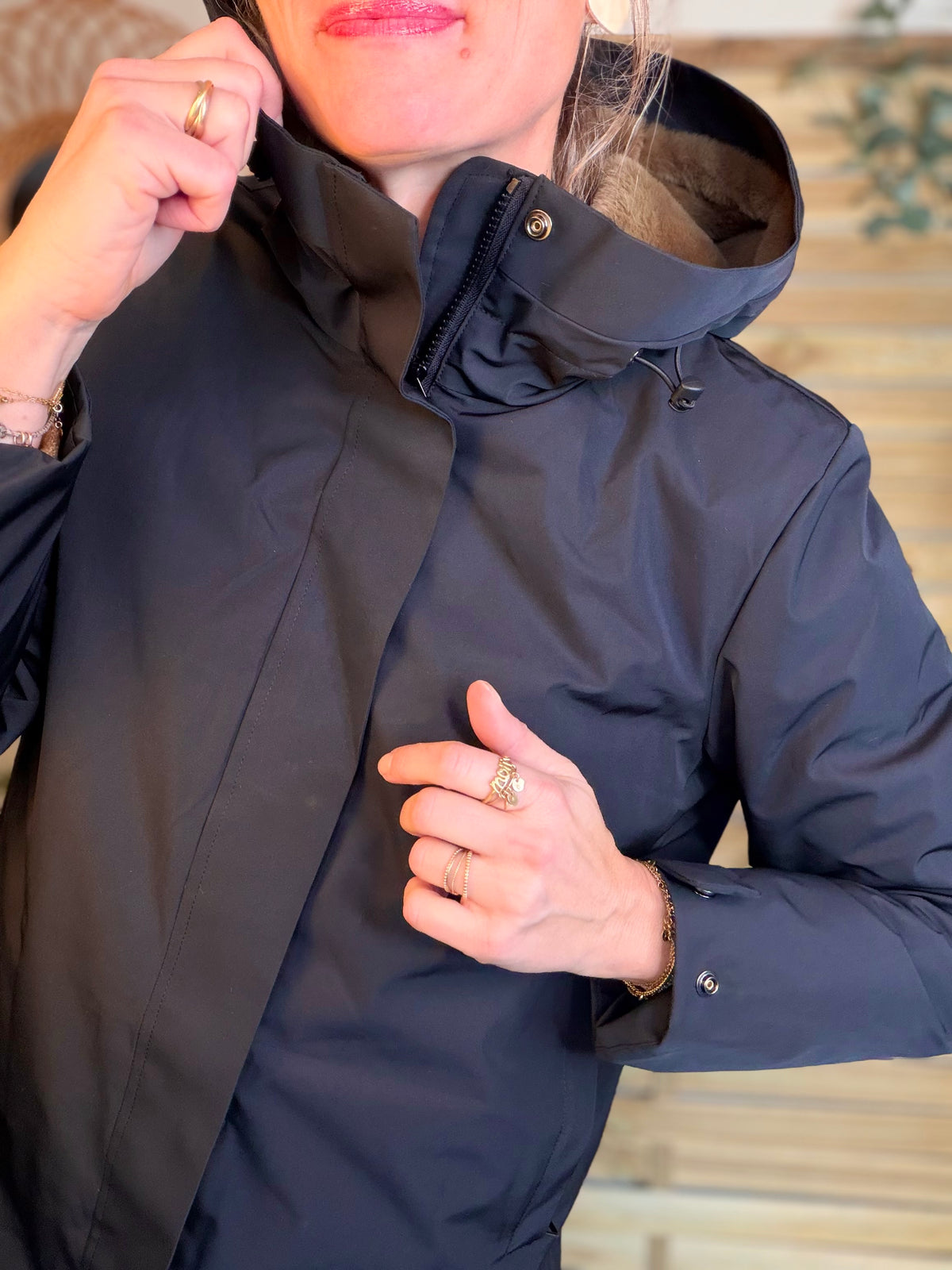 LAURA JO - Parka fourrée imperméable AMBRE LONG - Noir / Camel