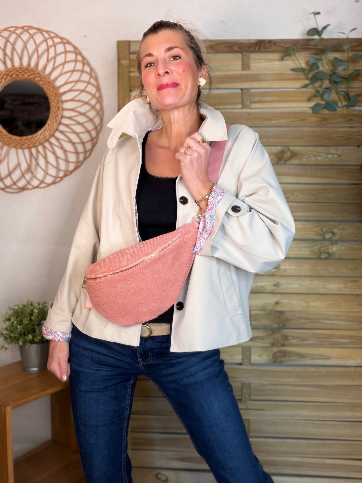 Veste Trench avec Liberty - MADELEINE Beige - FIN DE SÉRIE