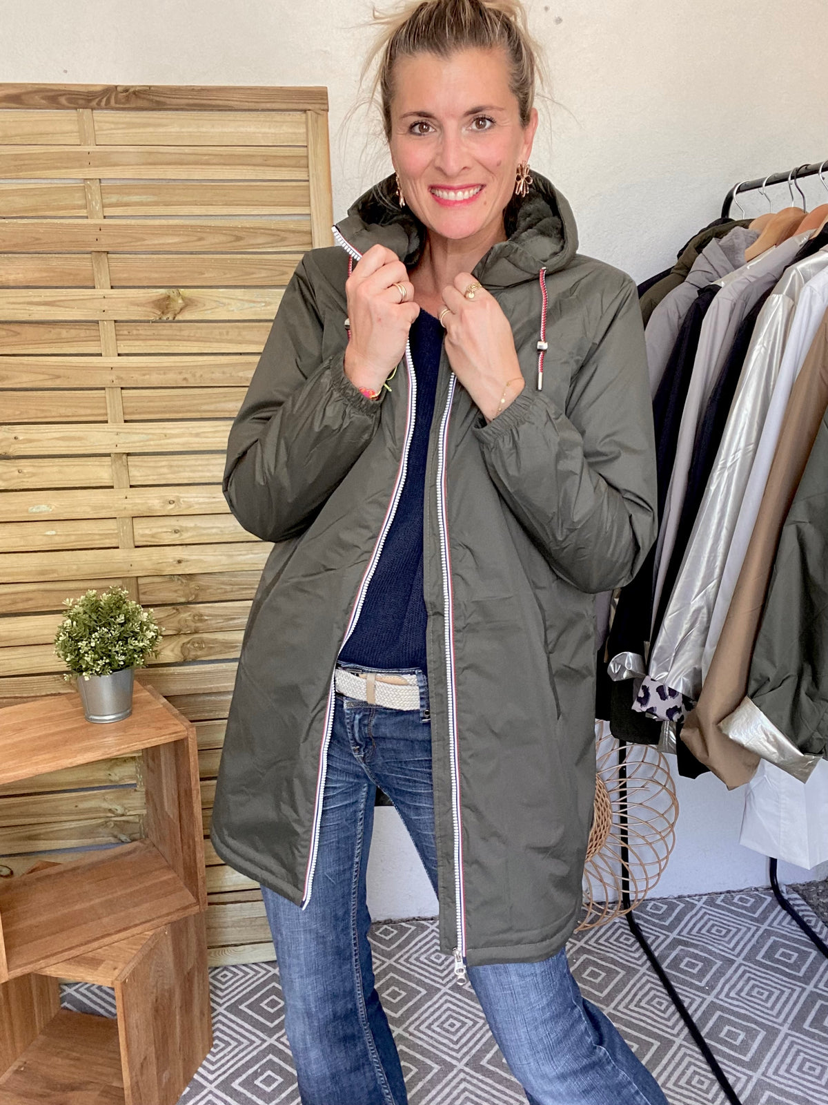 LAURA JO - Parka Imperméable THELMA LONG fourrée - Kaki • DÉSTOCKAGE sur Taille XL