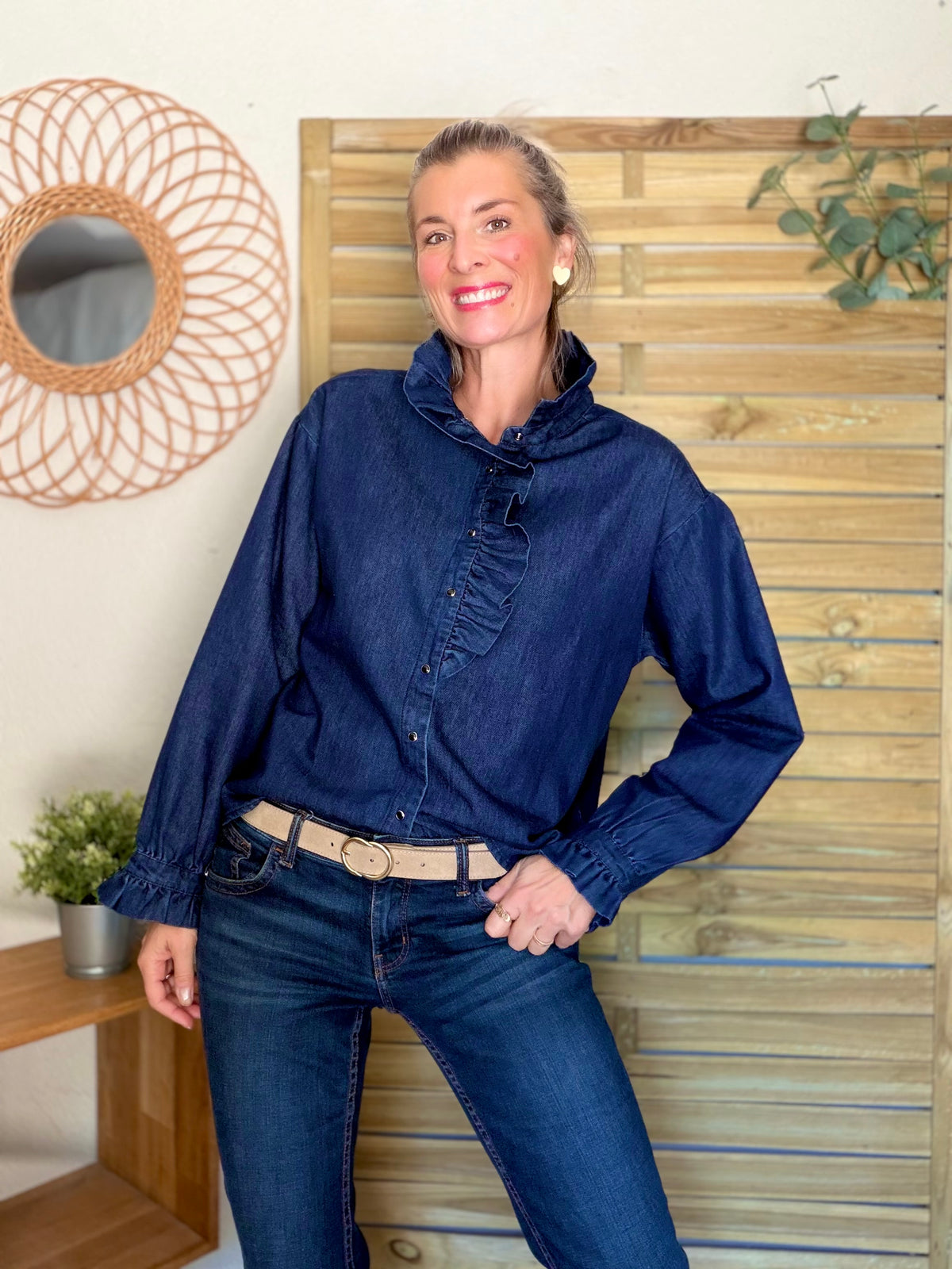 Chemise Denim brut col victorien SOPHIE